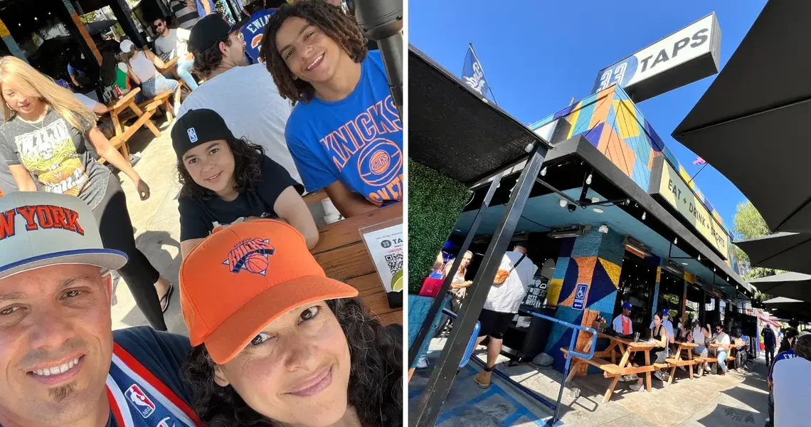 My husband has waited his whole life for a Knicks run like this. No matter where we go, the fans seem to find each other.