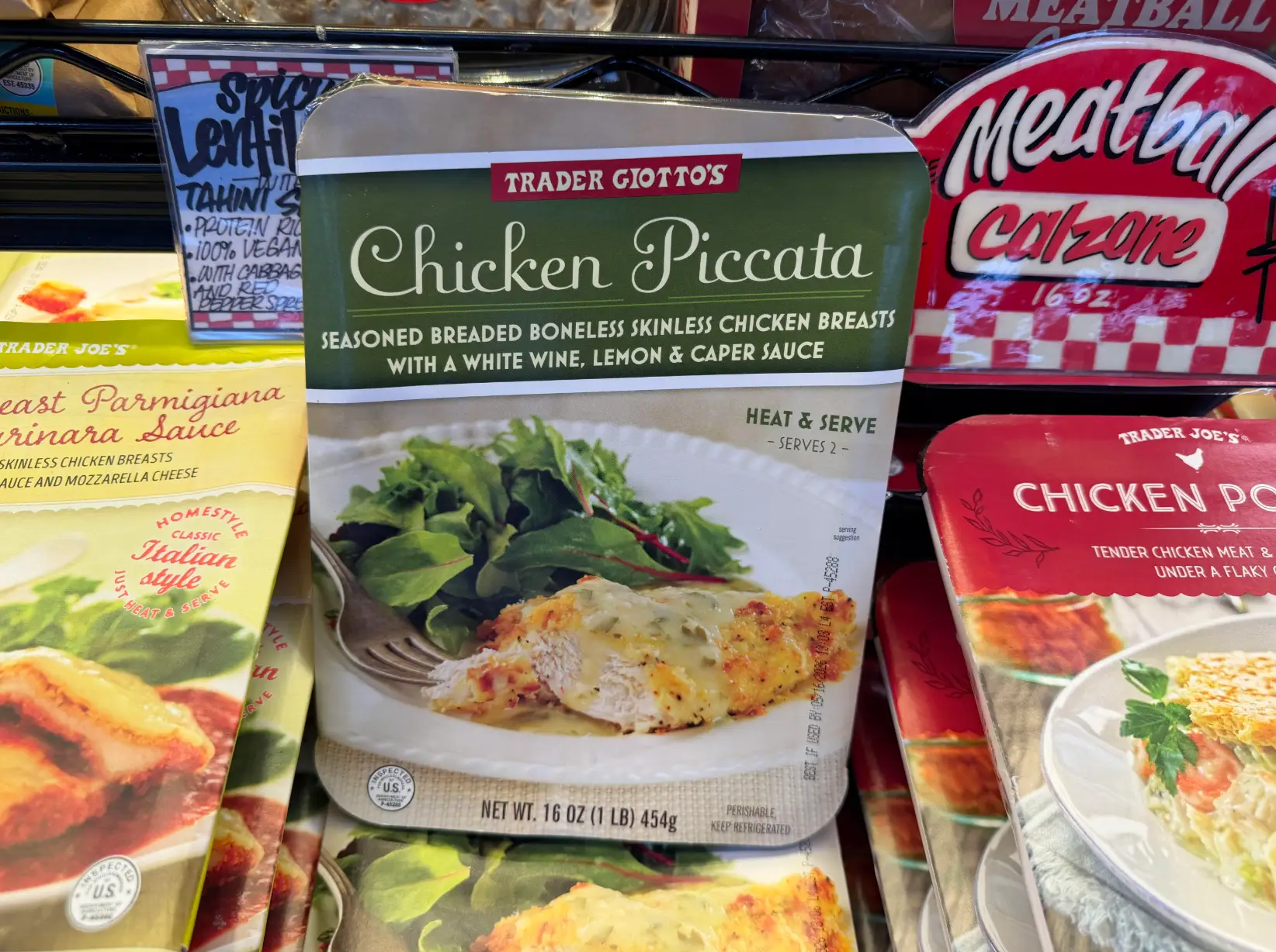 Trader Giotto's chicken piccata in the frozen section of the store.