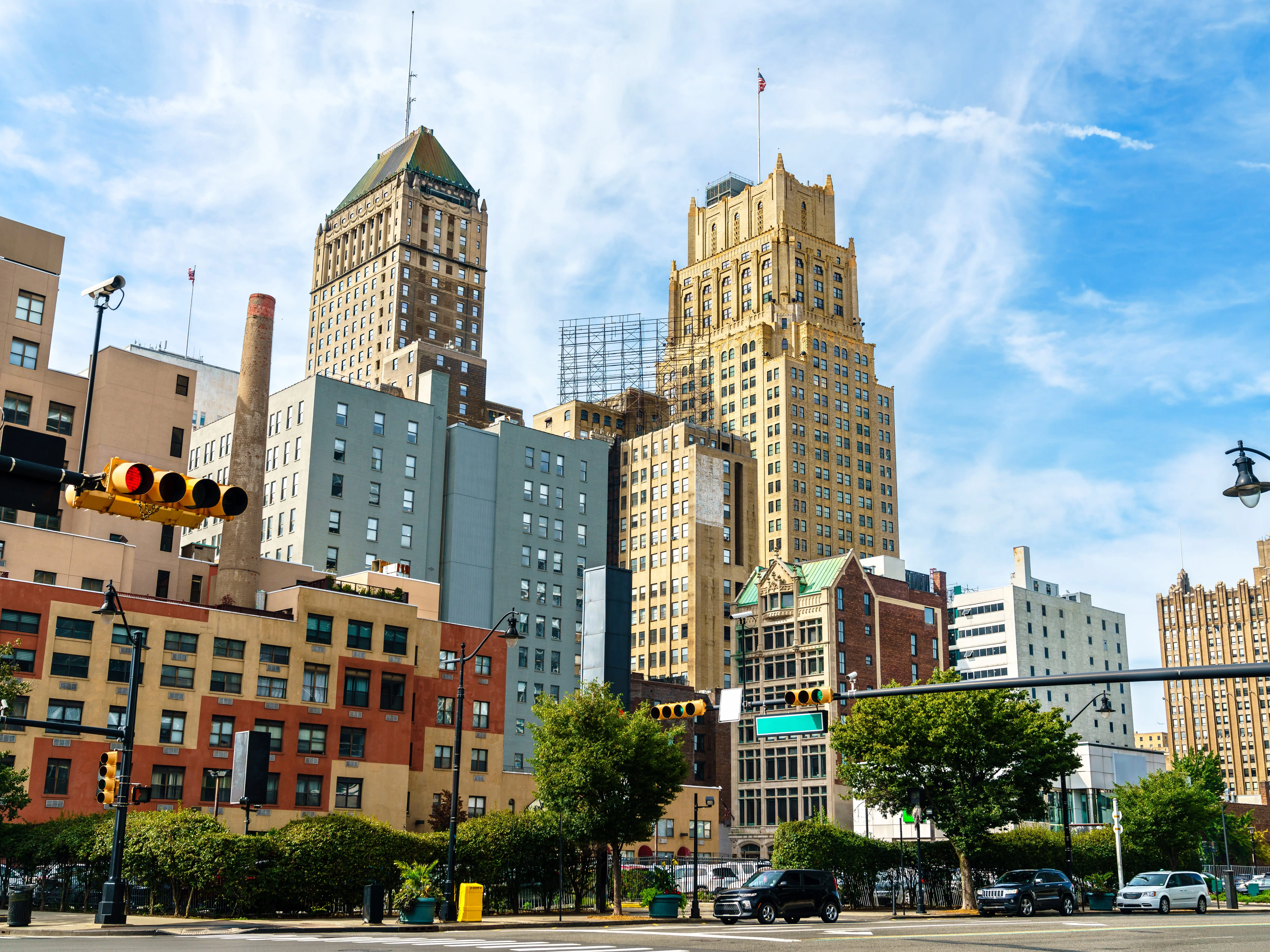 Skyline of Downtown Newark in New Jersey, United States