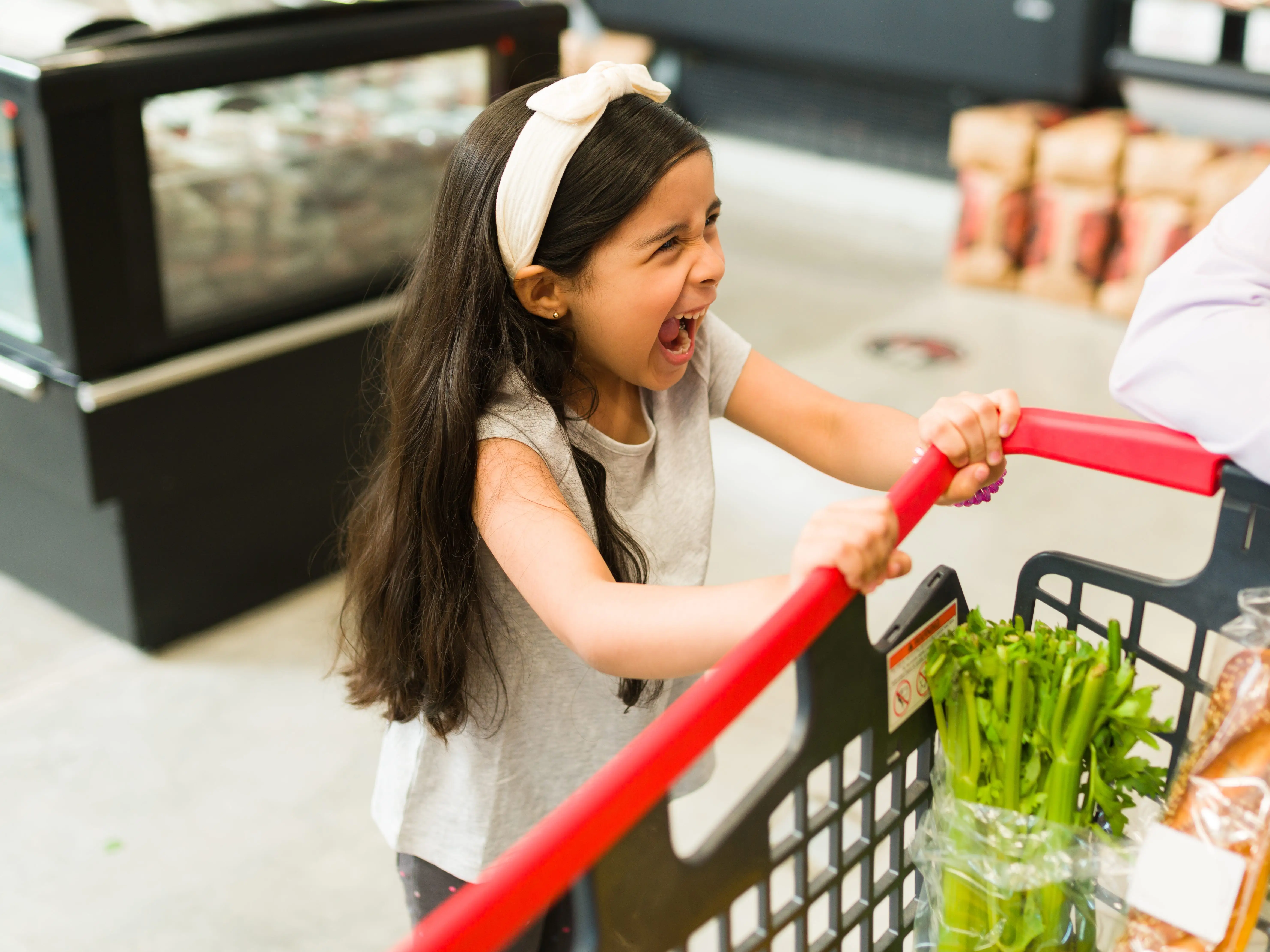 A little girl throwing a tantrum