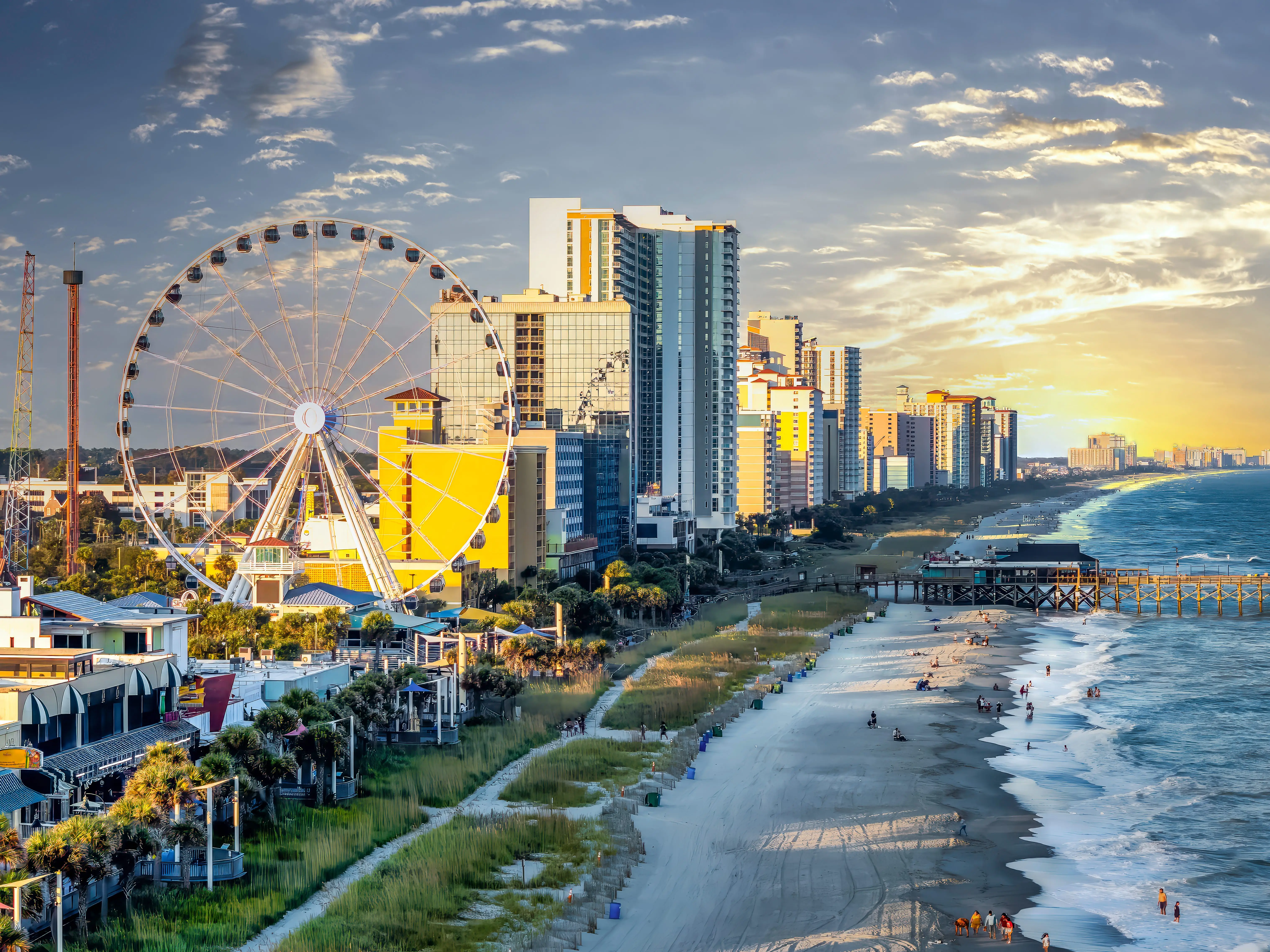 Myrtle beach Boardwalk sunset view