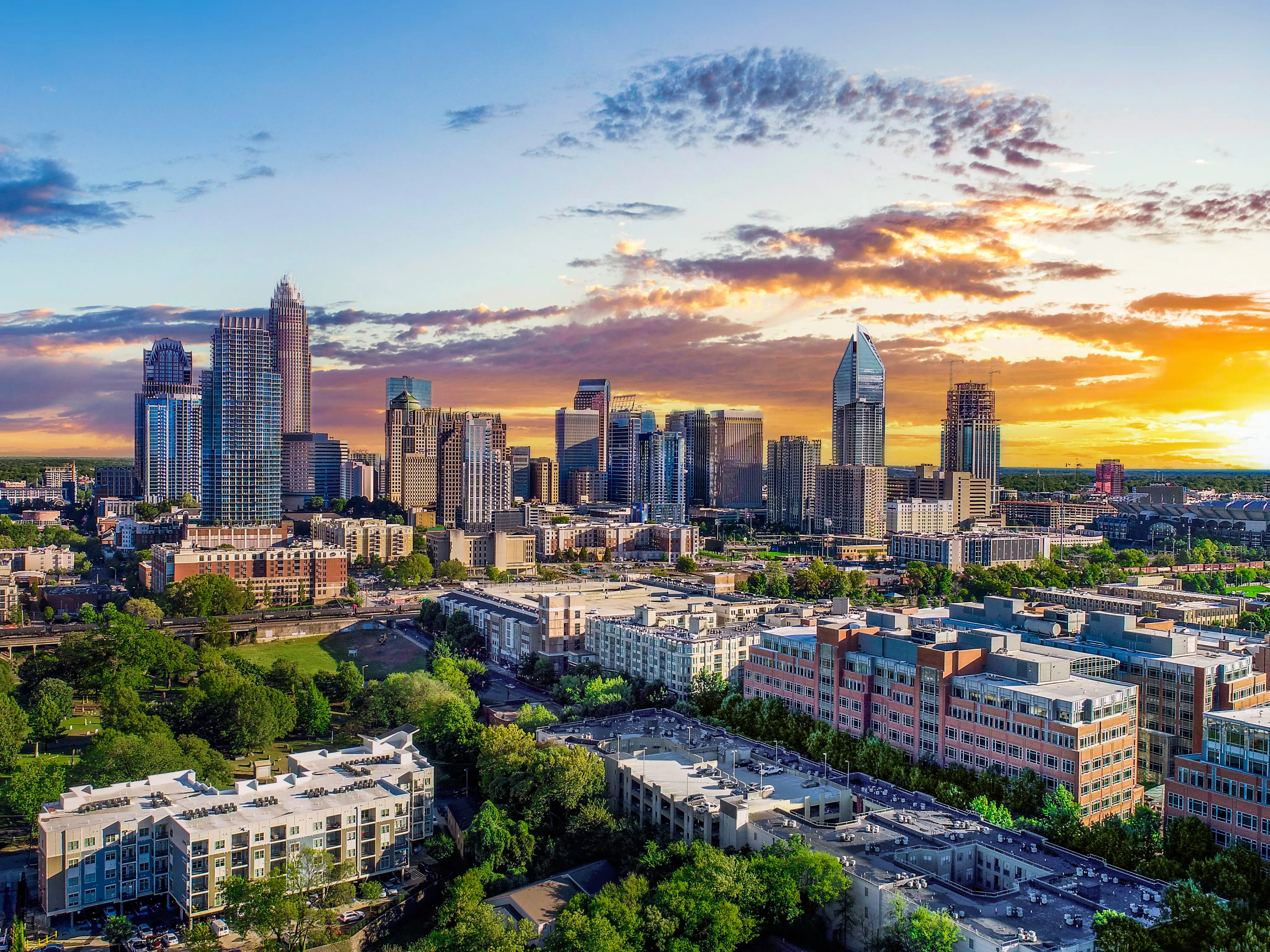 Charlotte North Carolina Downtown Drone Skyline Aerial