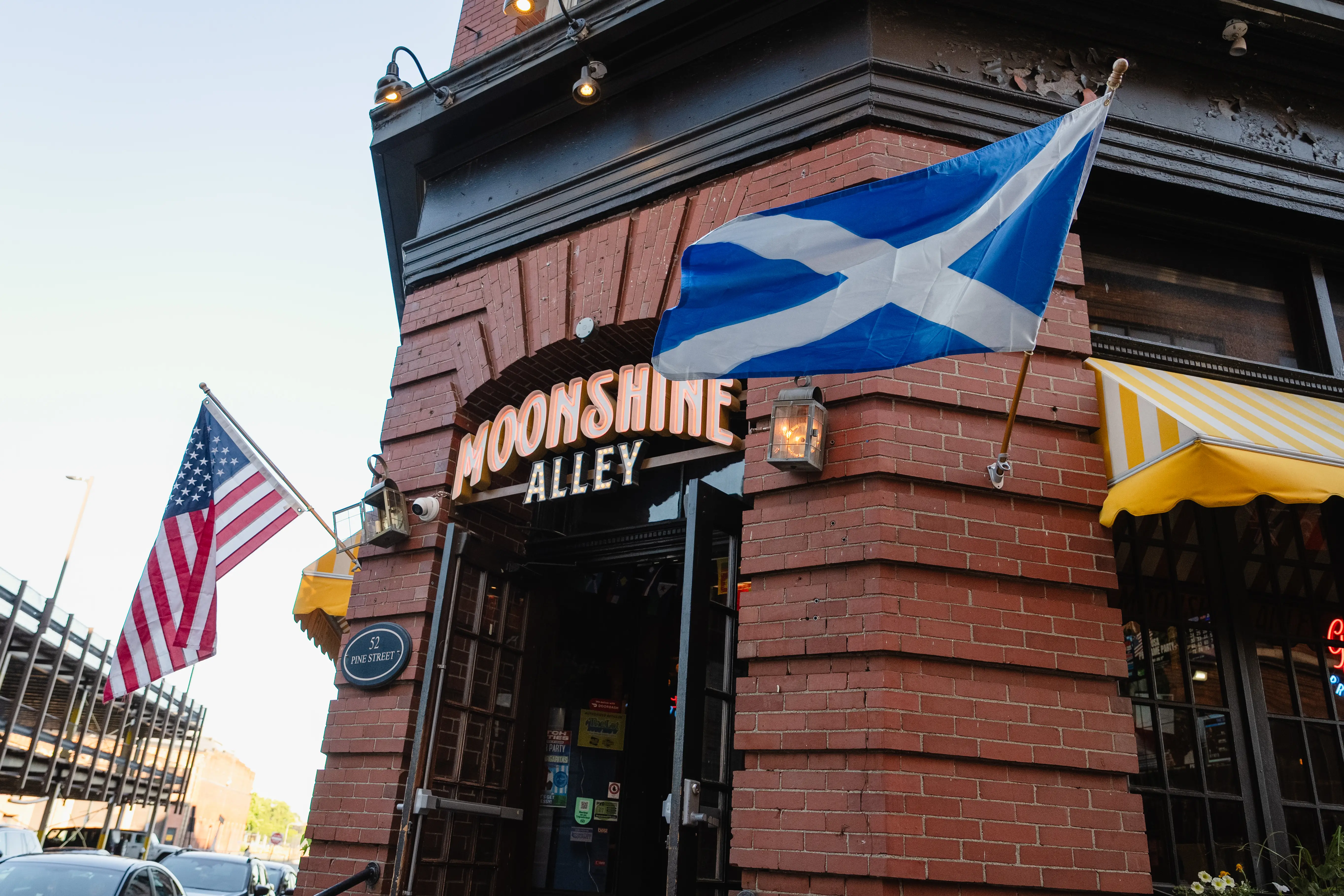 A Scottish flag outside a bar in Providence, RI