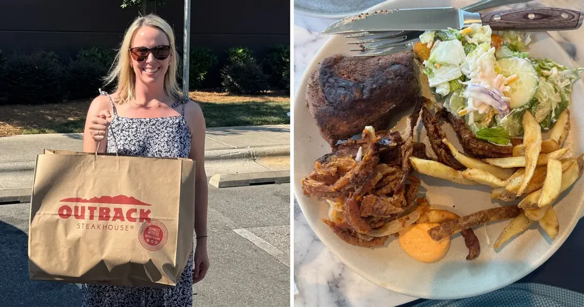 Our family of 4 tried Outback Steakhouse’s $55 family-style meal deal. It felt like a steal for a steak dinner at home.