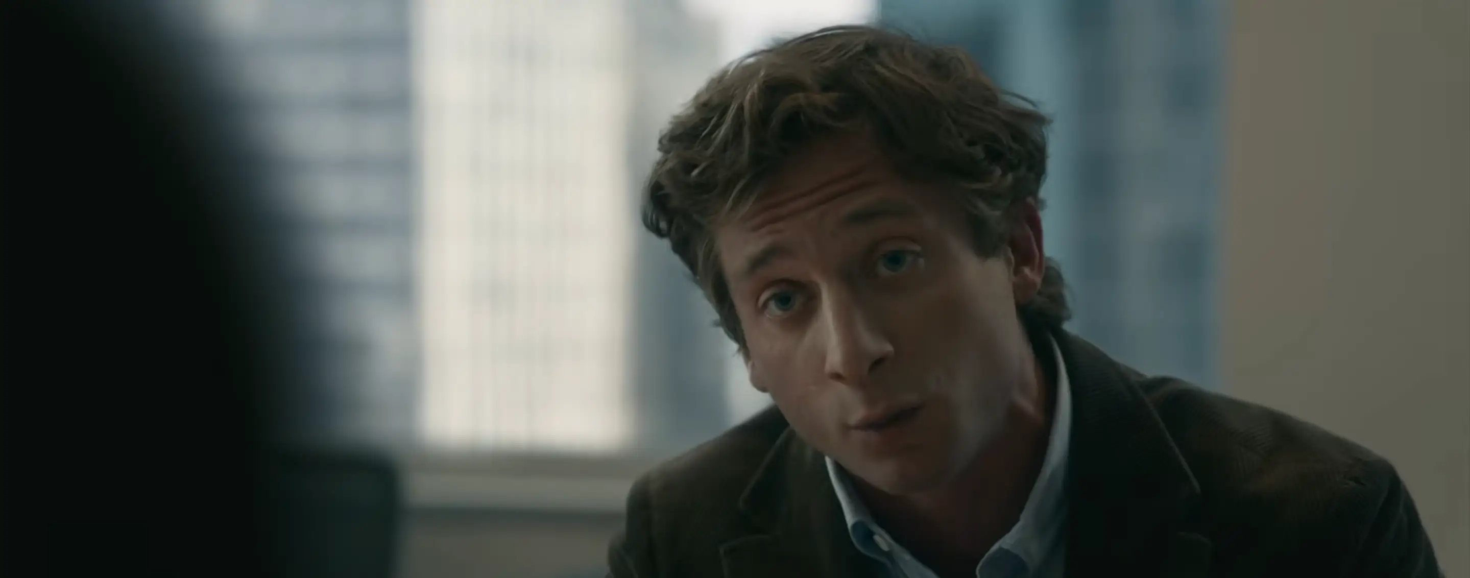 Jeremy Allen White in a jacket in The Social Reckoning movie