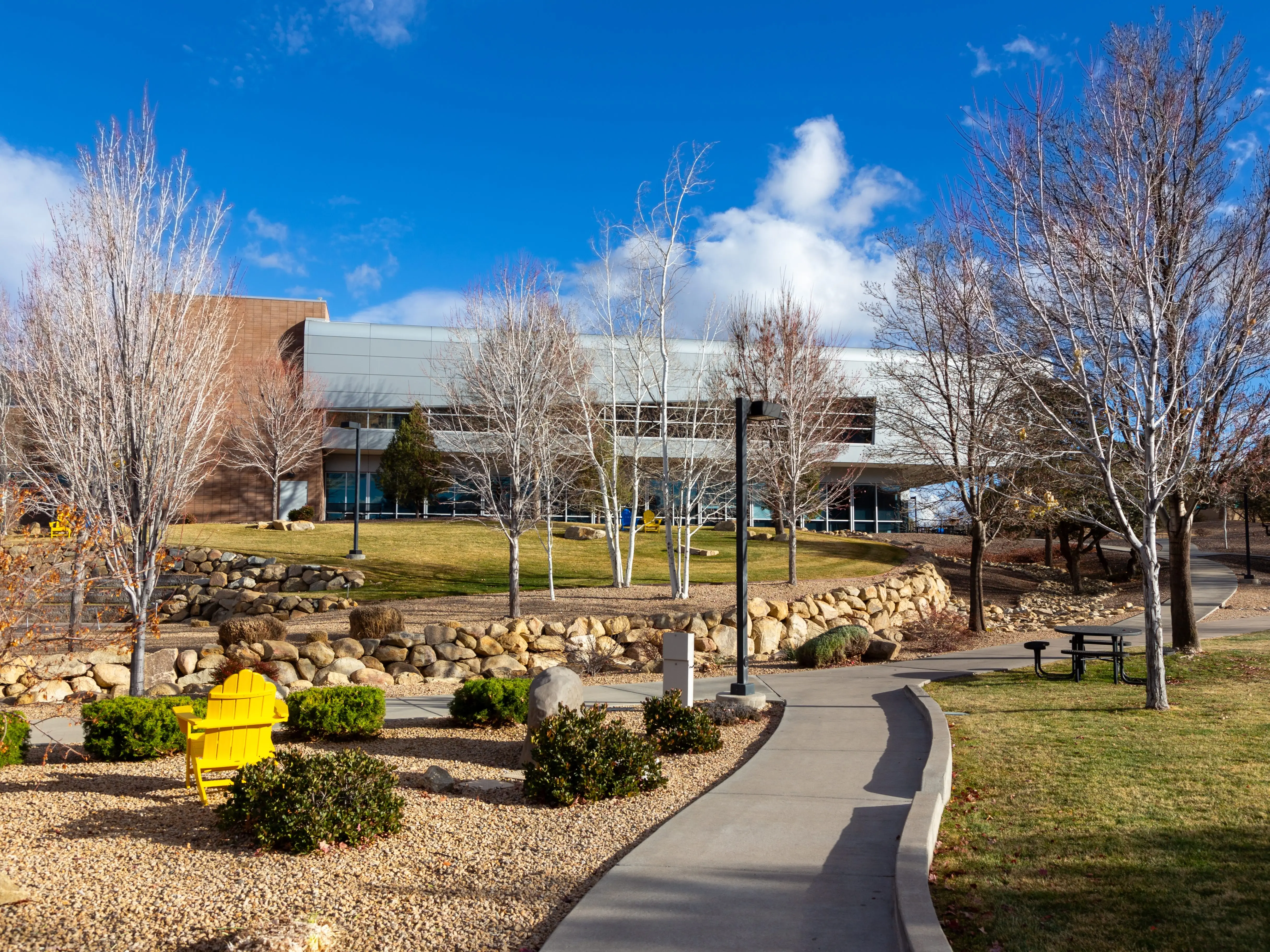 Prescott, Arizona, USA - December 20, 2023: Pedestrian Student Pathway at Famous Embry Riddle Aeronautical University Campus