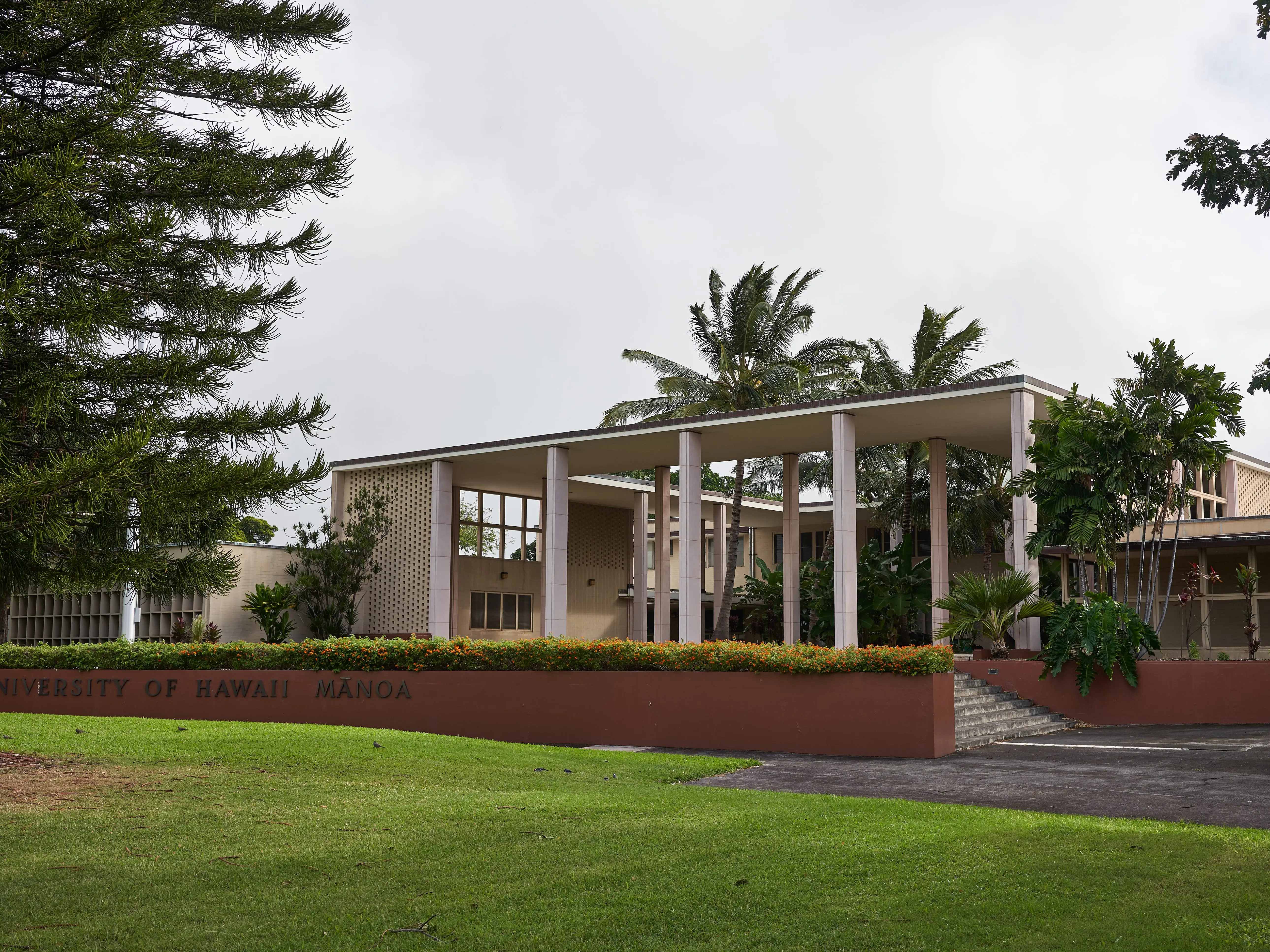 Honolulu, Hawaii, USA - Nov 23, 2019: The entrance to the University of Hawai'i at Manoa.