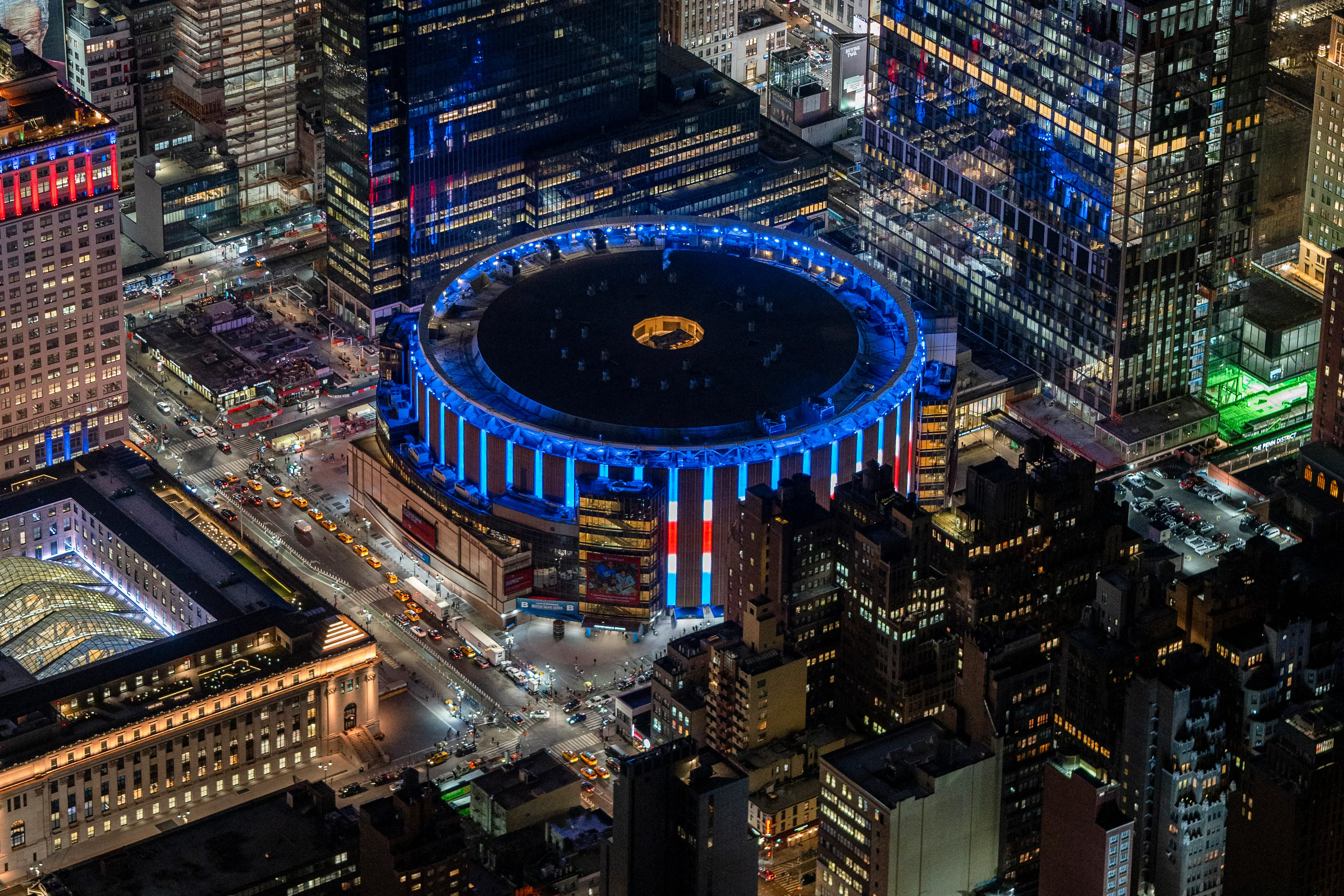 An aerial view of Madison Square Garden in 2023.