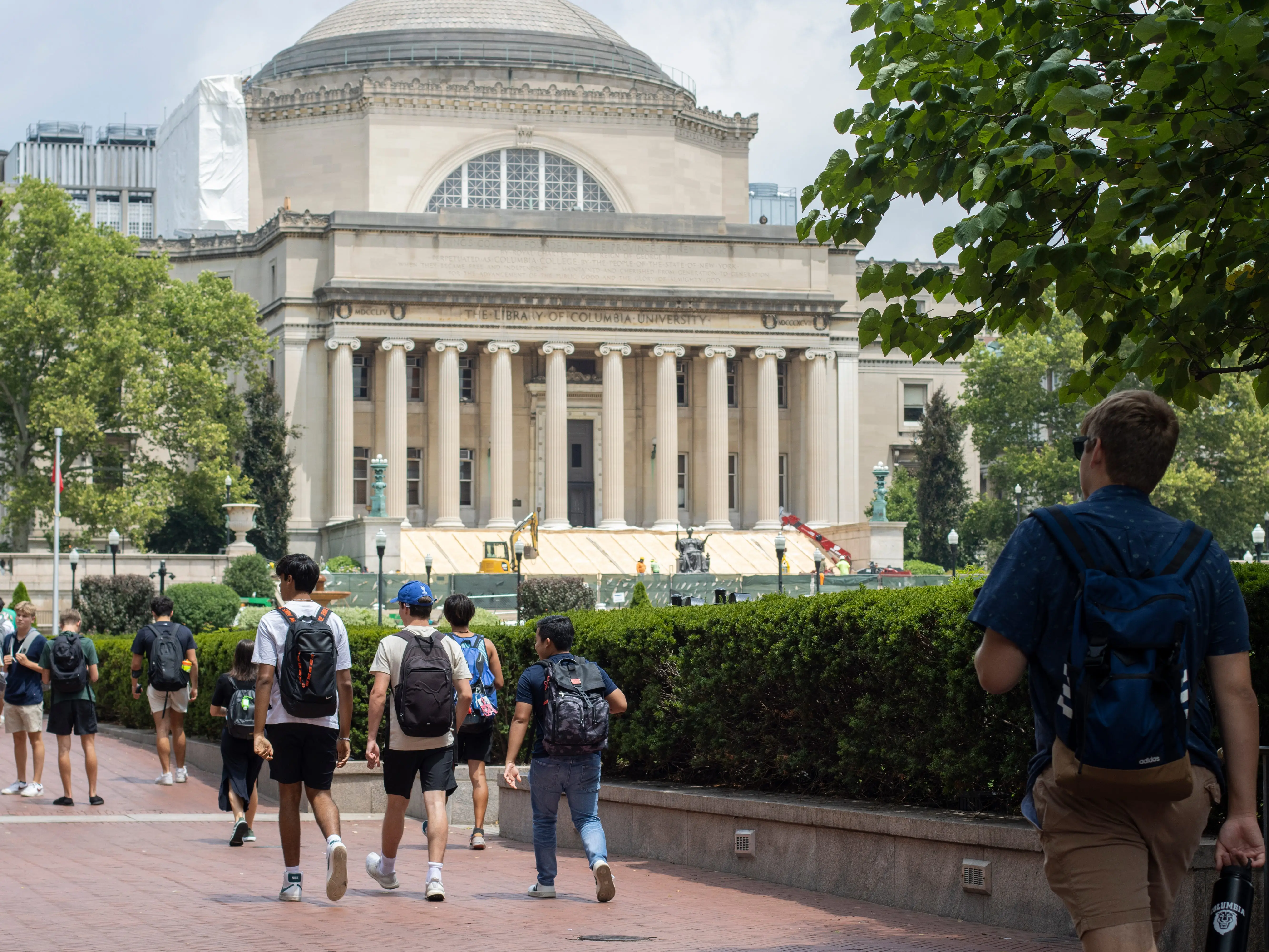 Students on the Columbia University campus in the Morningside Heights neighborhood on the Upper West Side of Manhattan, New York