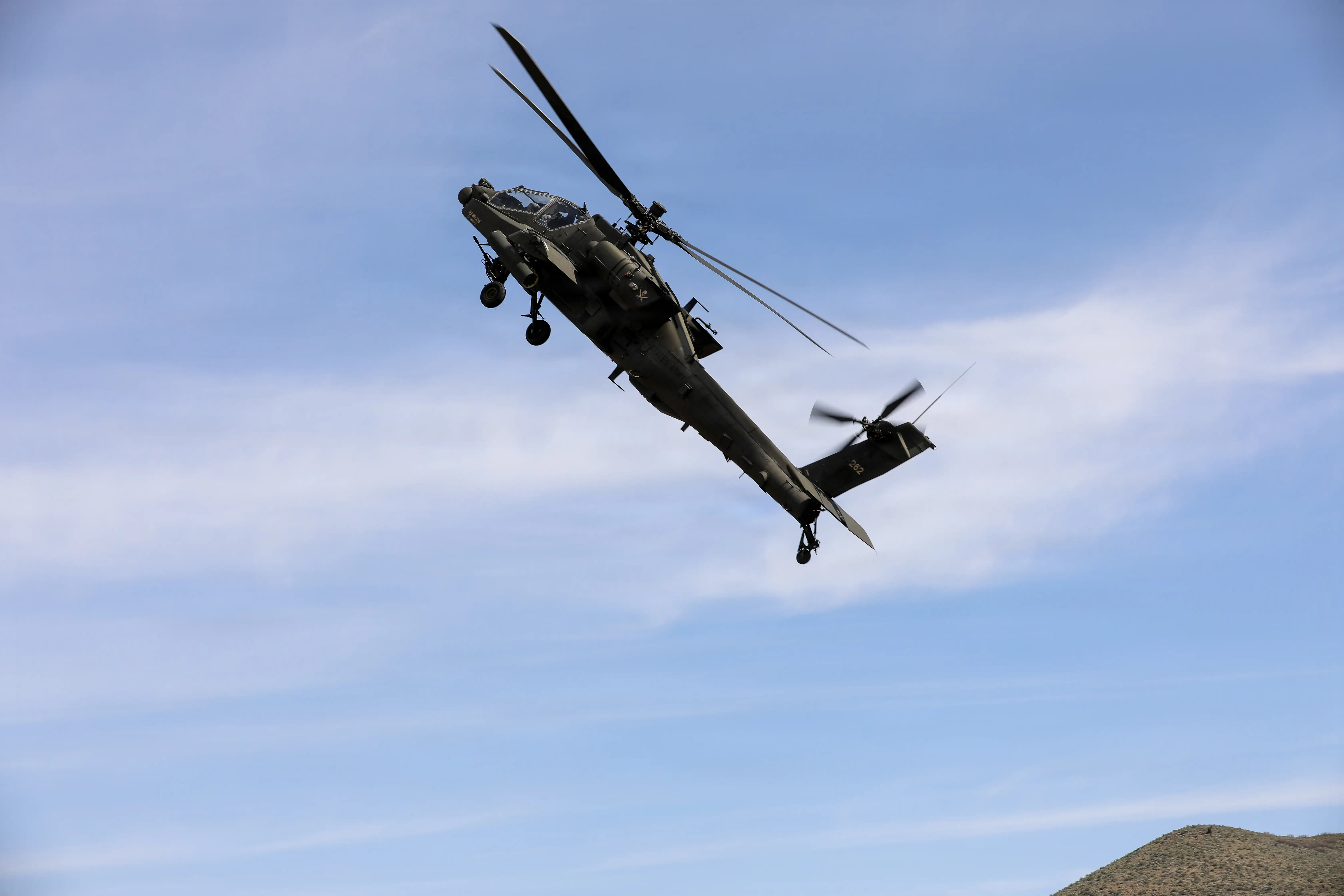 An AH-64 Apache helicopter.