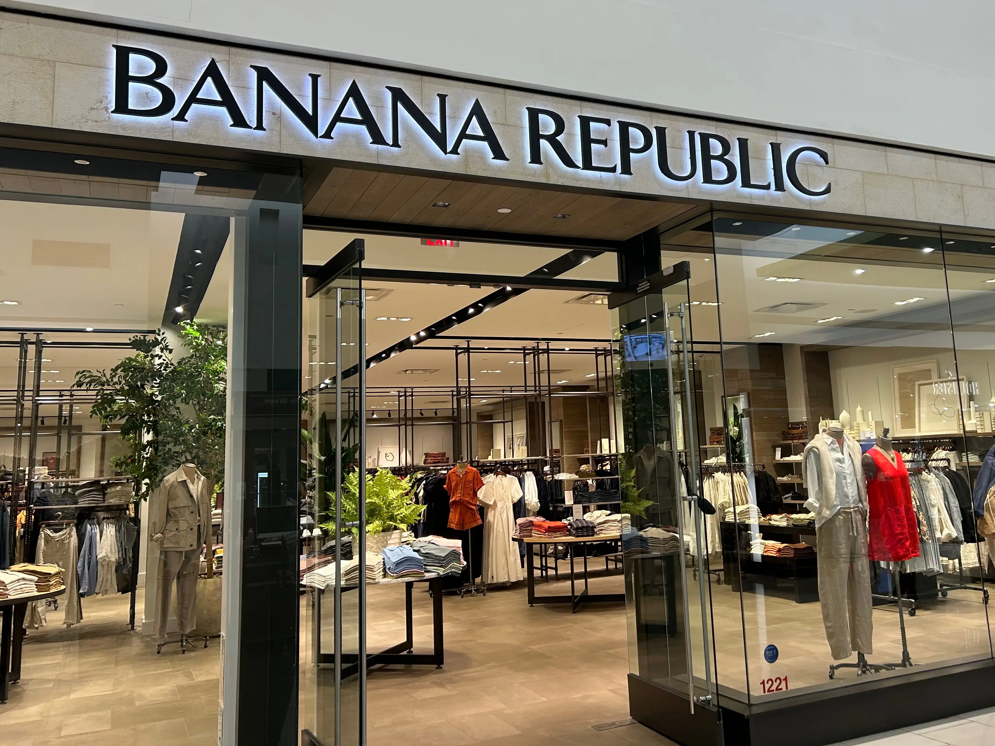 The exterior of a Banana Republic store.
