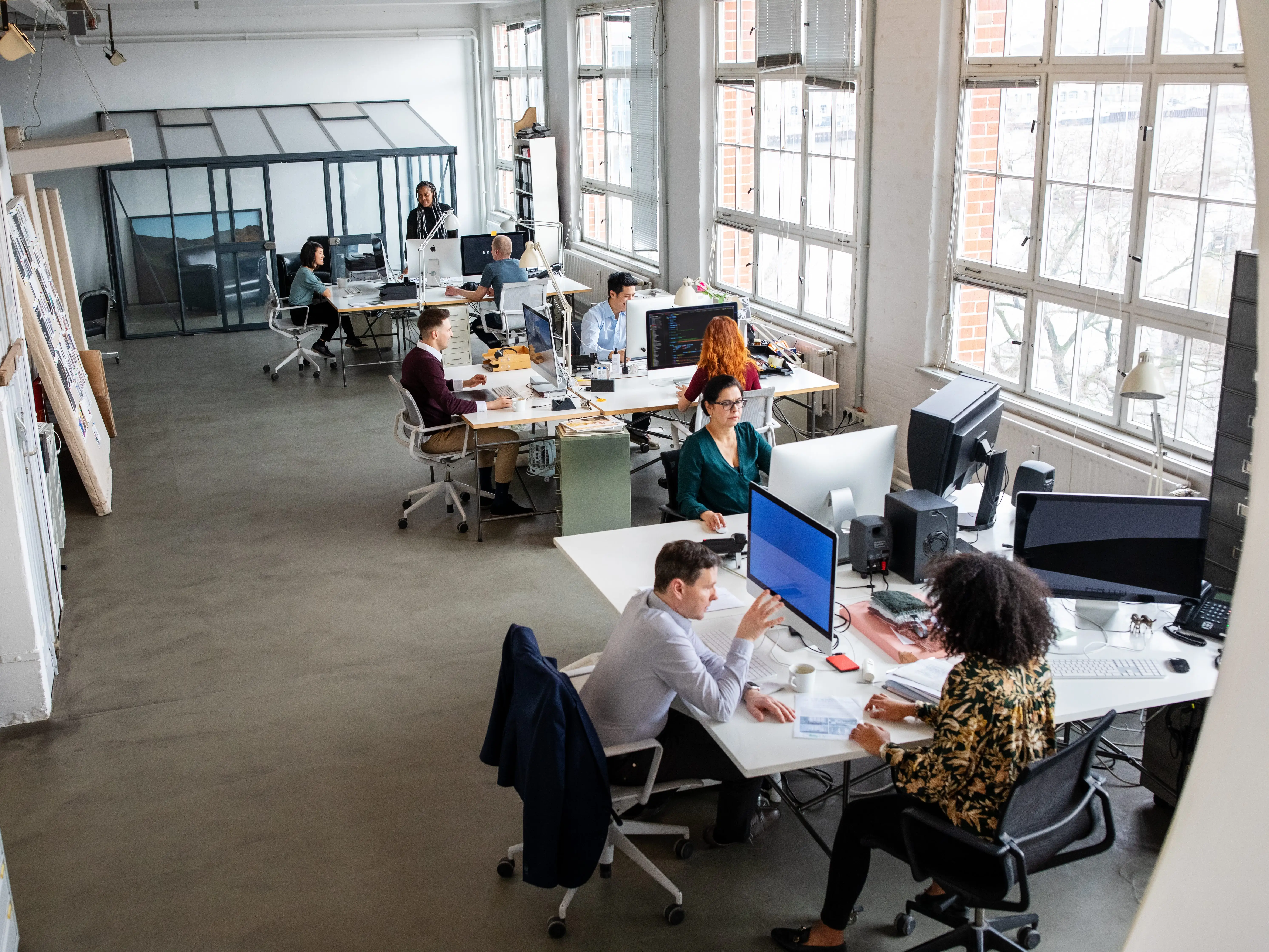 Aerial view of office space