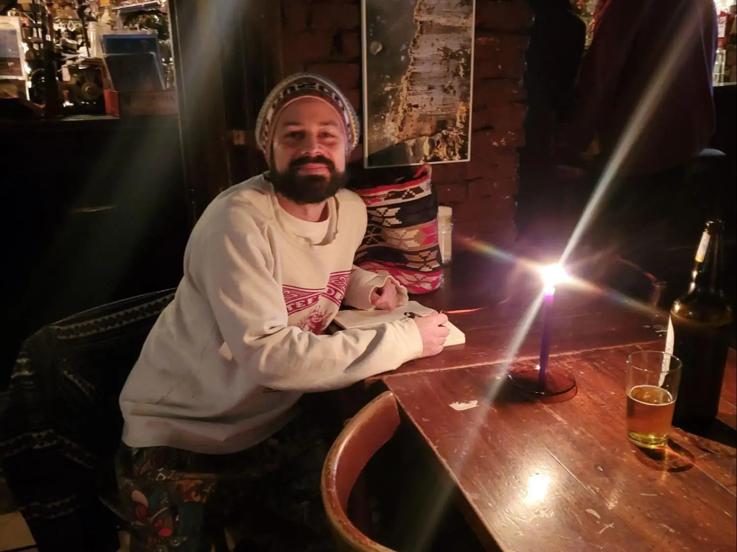 A man sitting at a bar in Buenos Aires, Argentina.