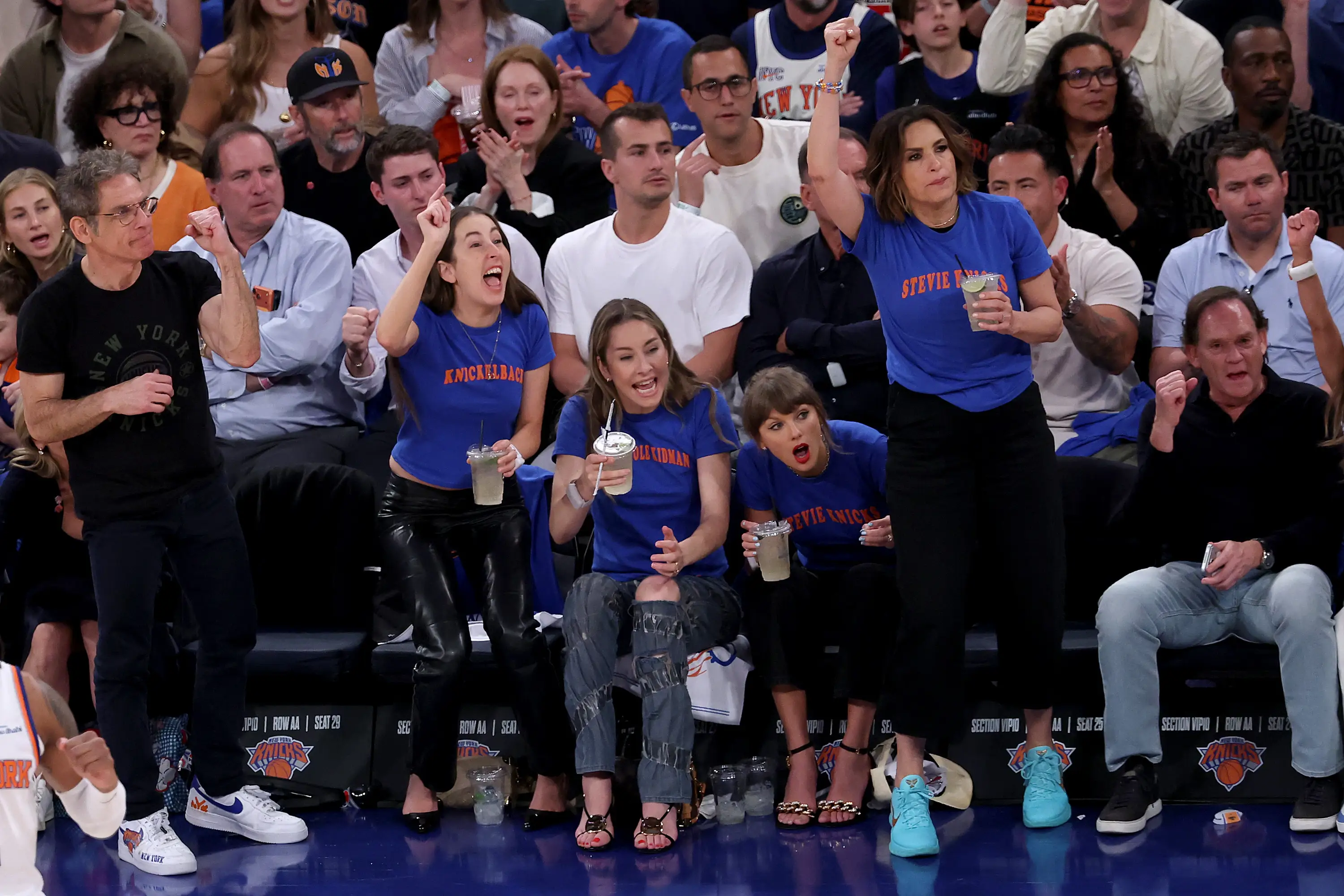Ben Stiller Alana Haim Este Haim Taylor Swift Mariska Hargitay cheering at Knicks game