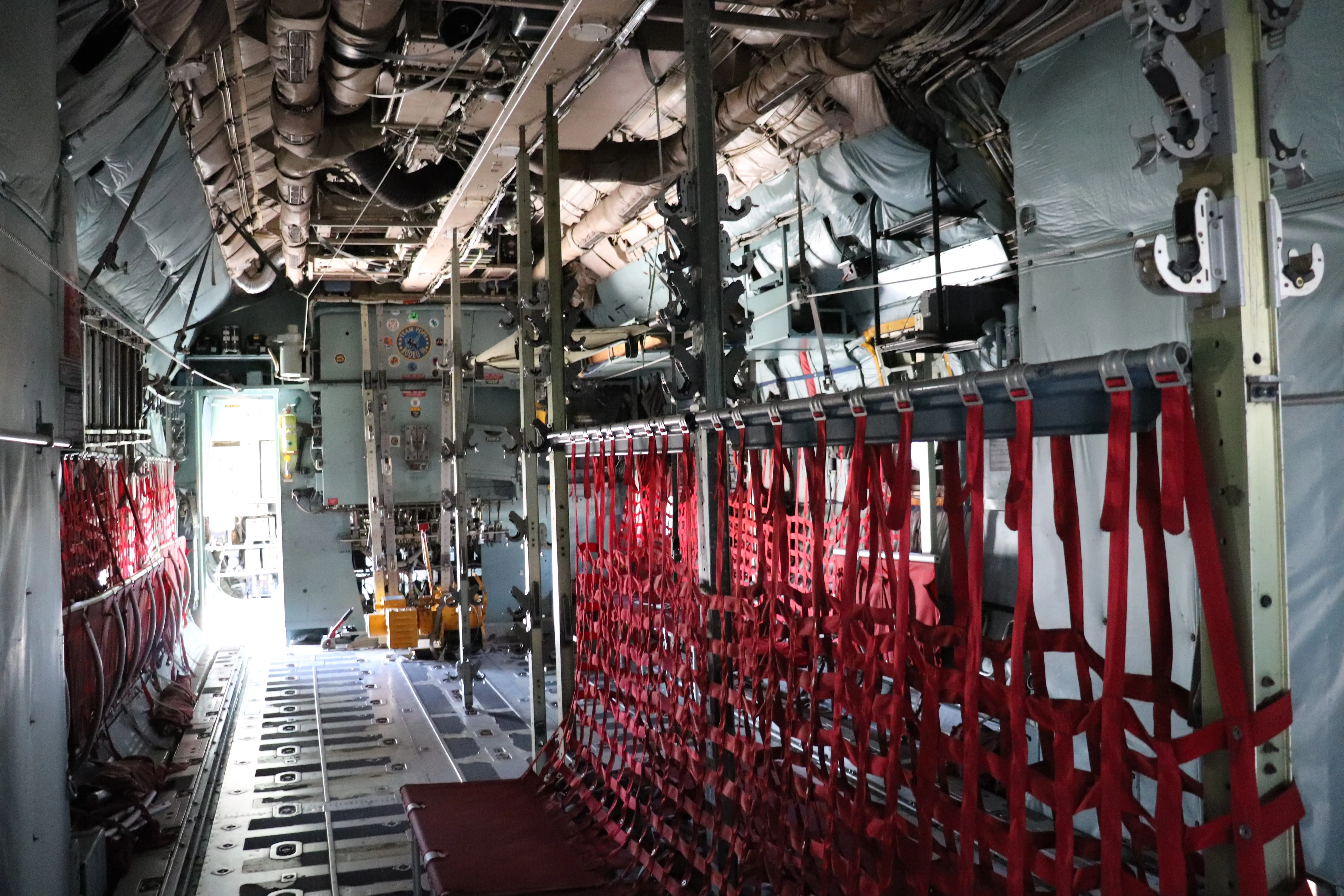 Inside the C-130E Hercules.