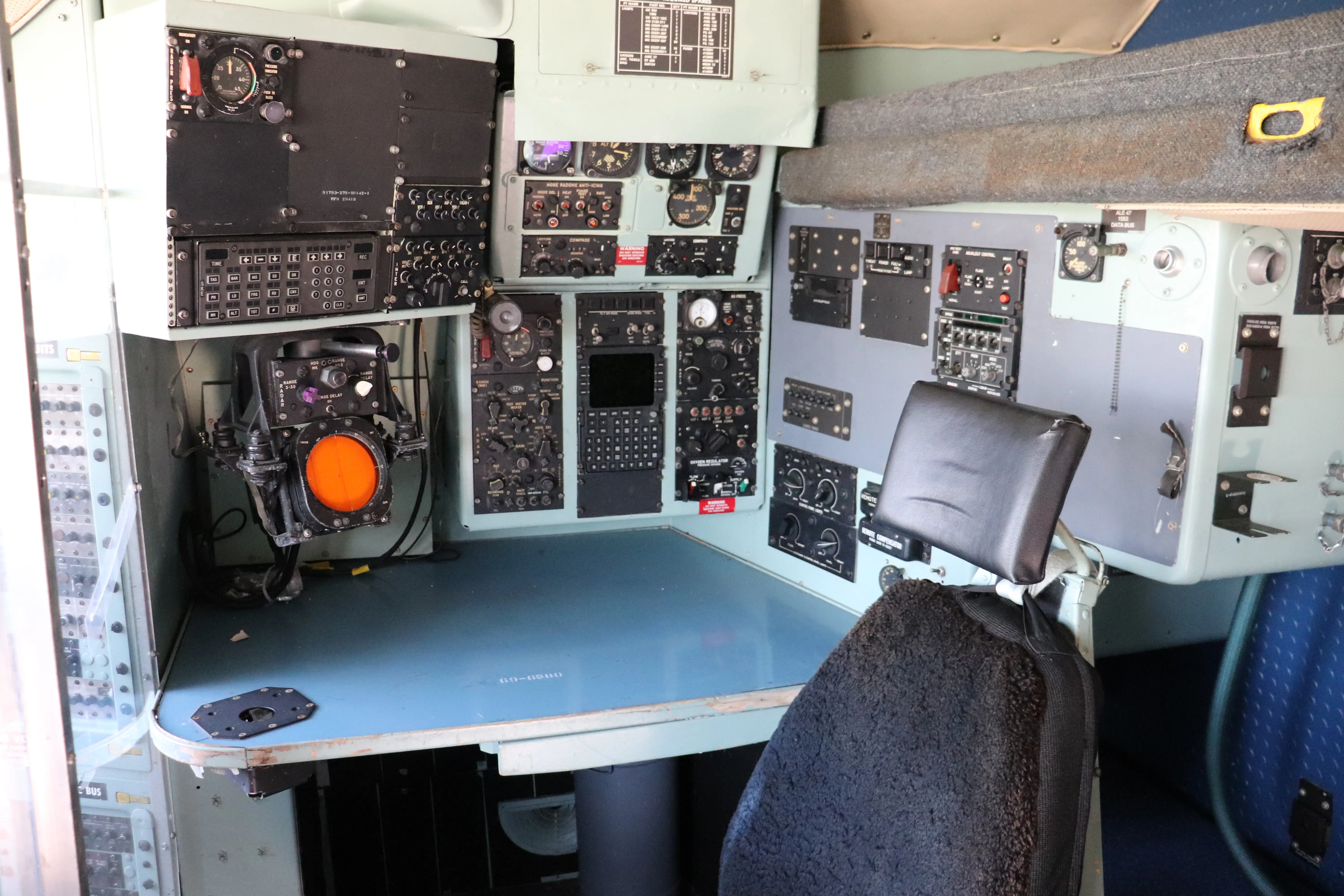 The navigator position on a C-130E Hercules.