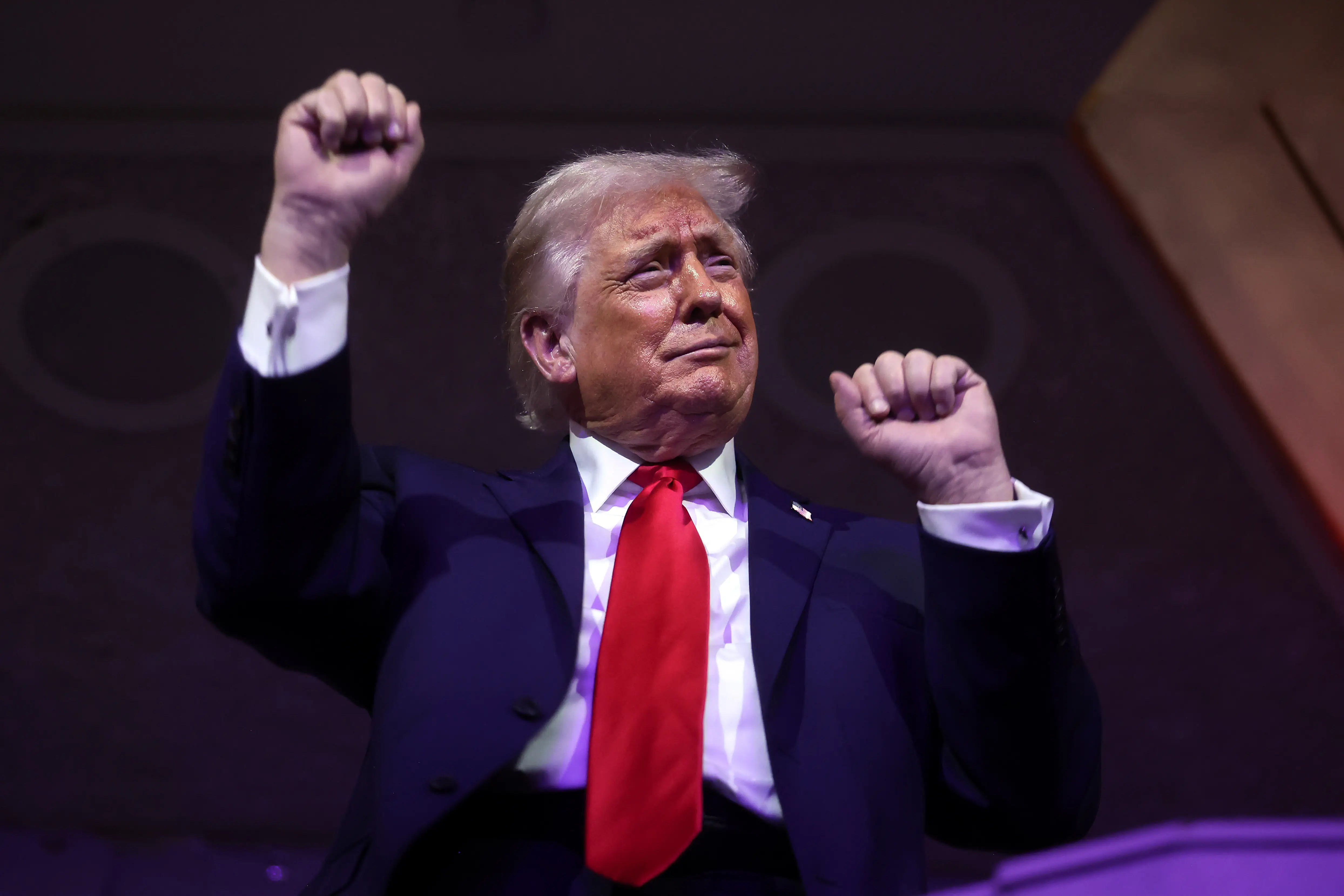 President Donald Trump dances to the final performance of the Village People during the FIFA World Cup 2026 Official Draw.