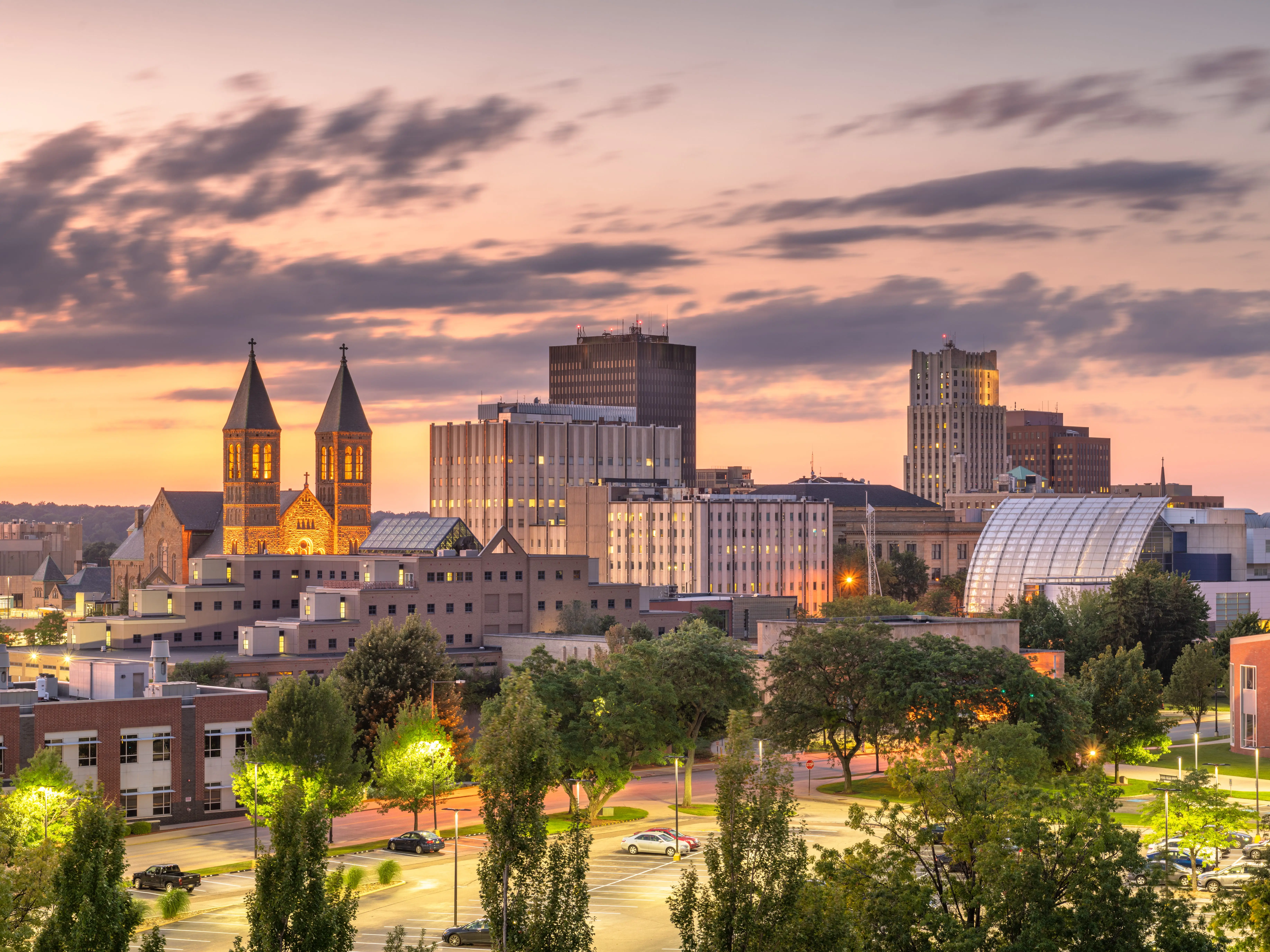 Akron, Ohio, USA downtown skyline stock photo