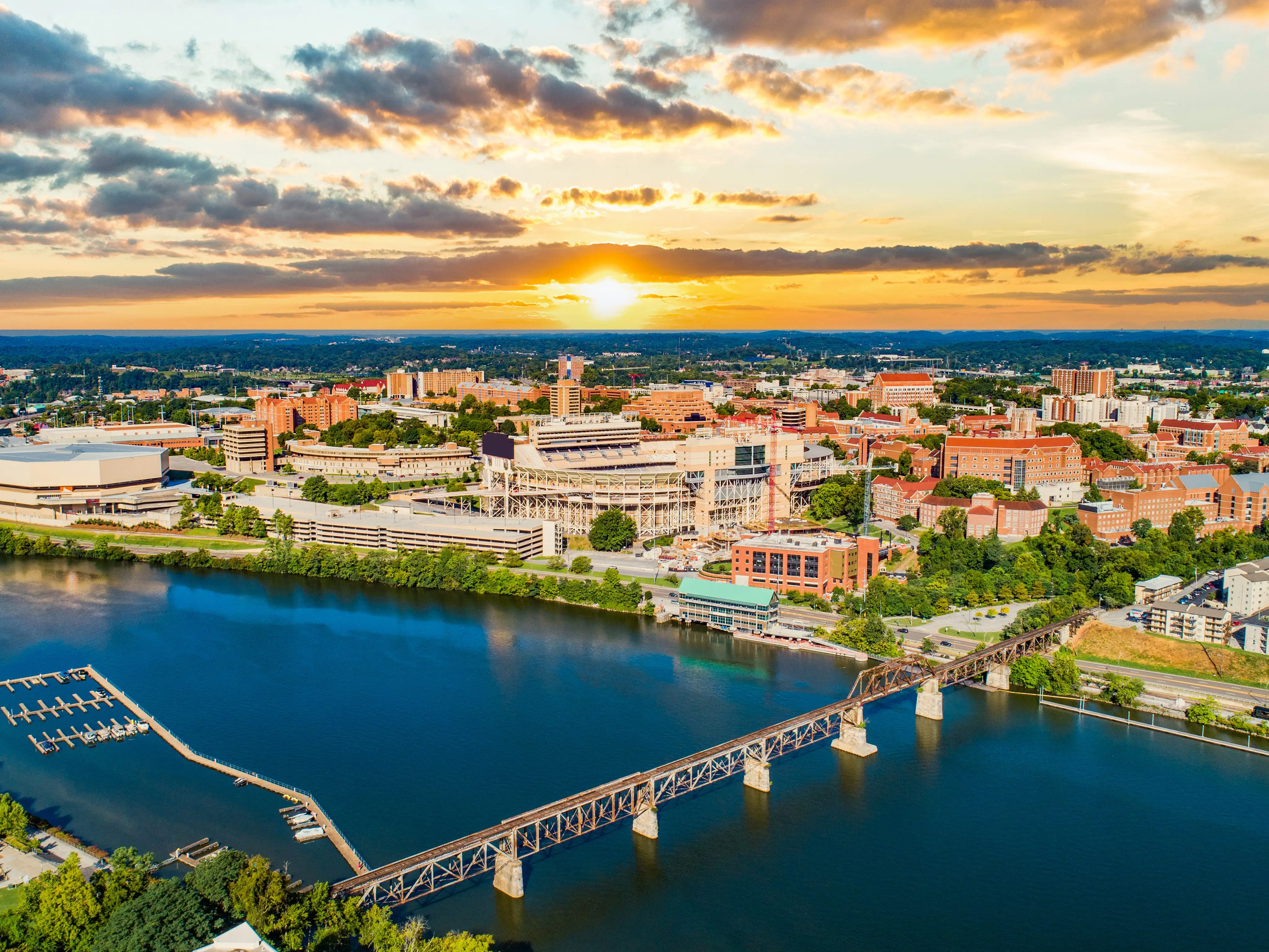 Knoxville Tennessee Downtown Drone Skyline Aerial