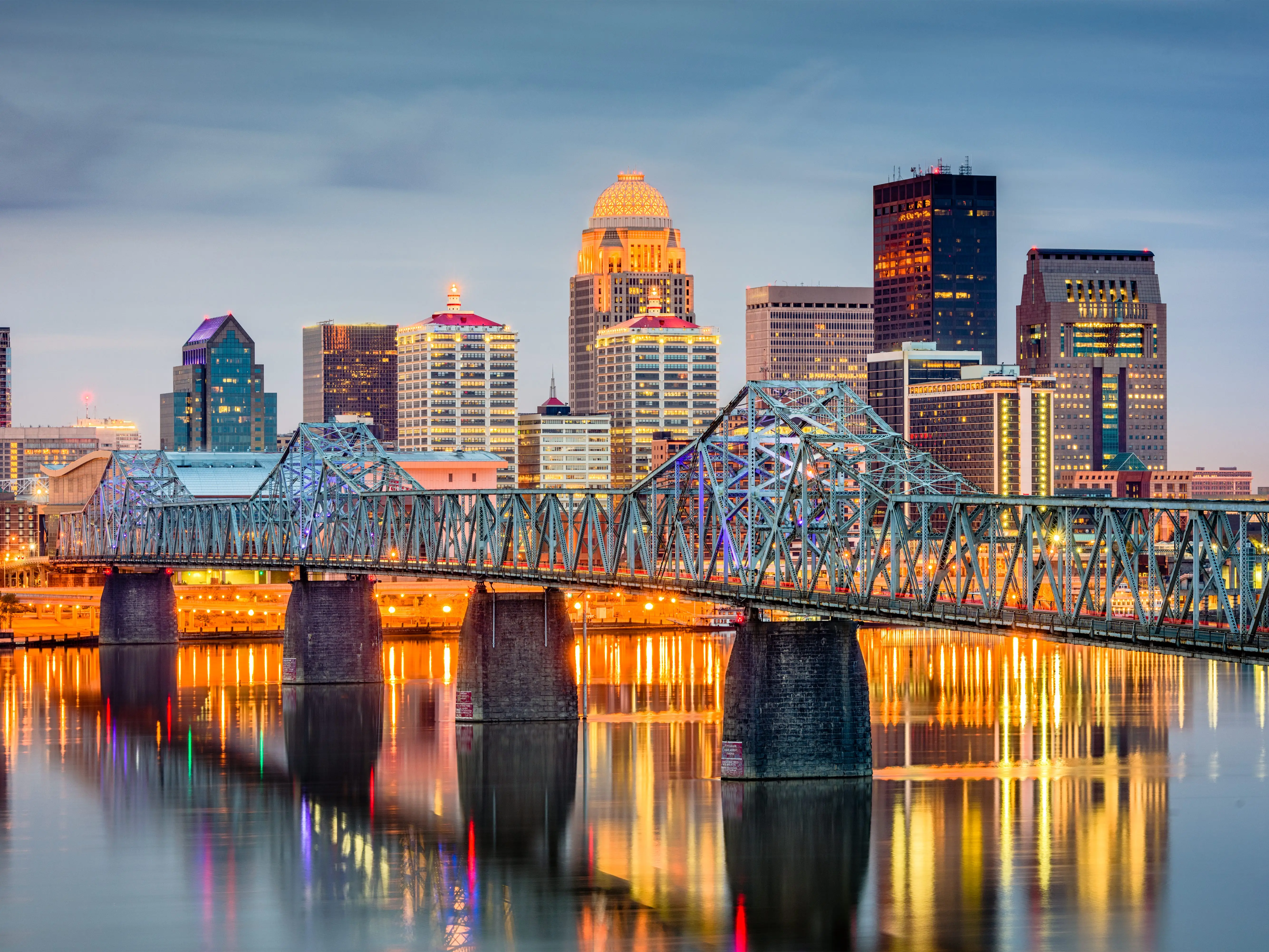 Louisville, Kentucky, USA skyline on the river.