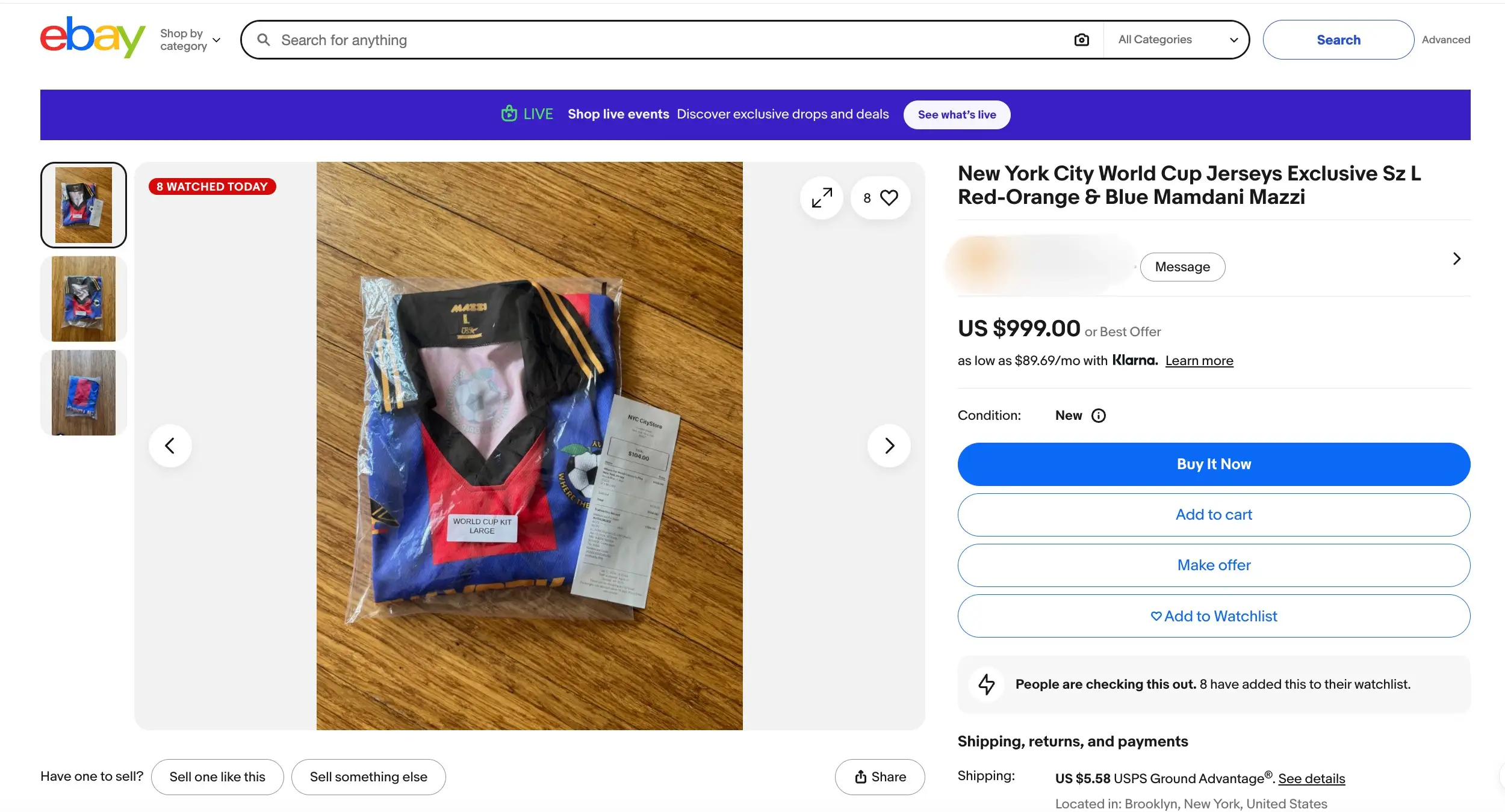 Zohran Mamdani's affordable World Cup jersey on eBay.