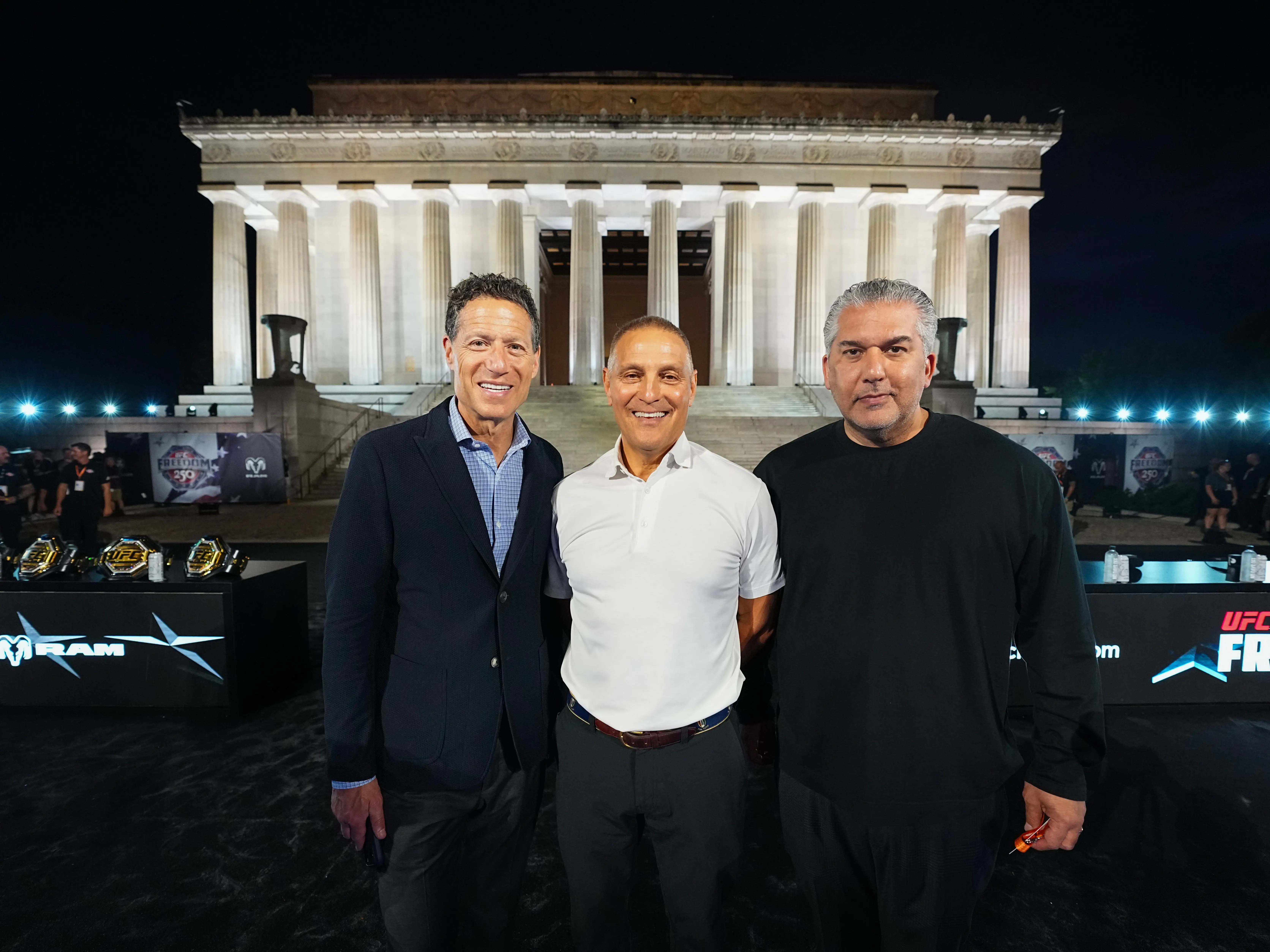 Ari Emanuel and TKO executives outside the Lincoln Memorial.