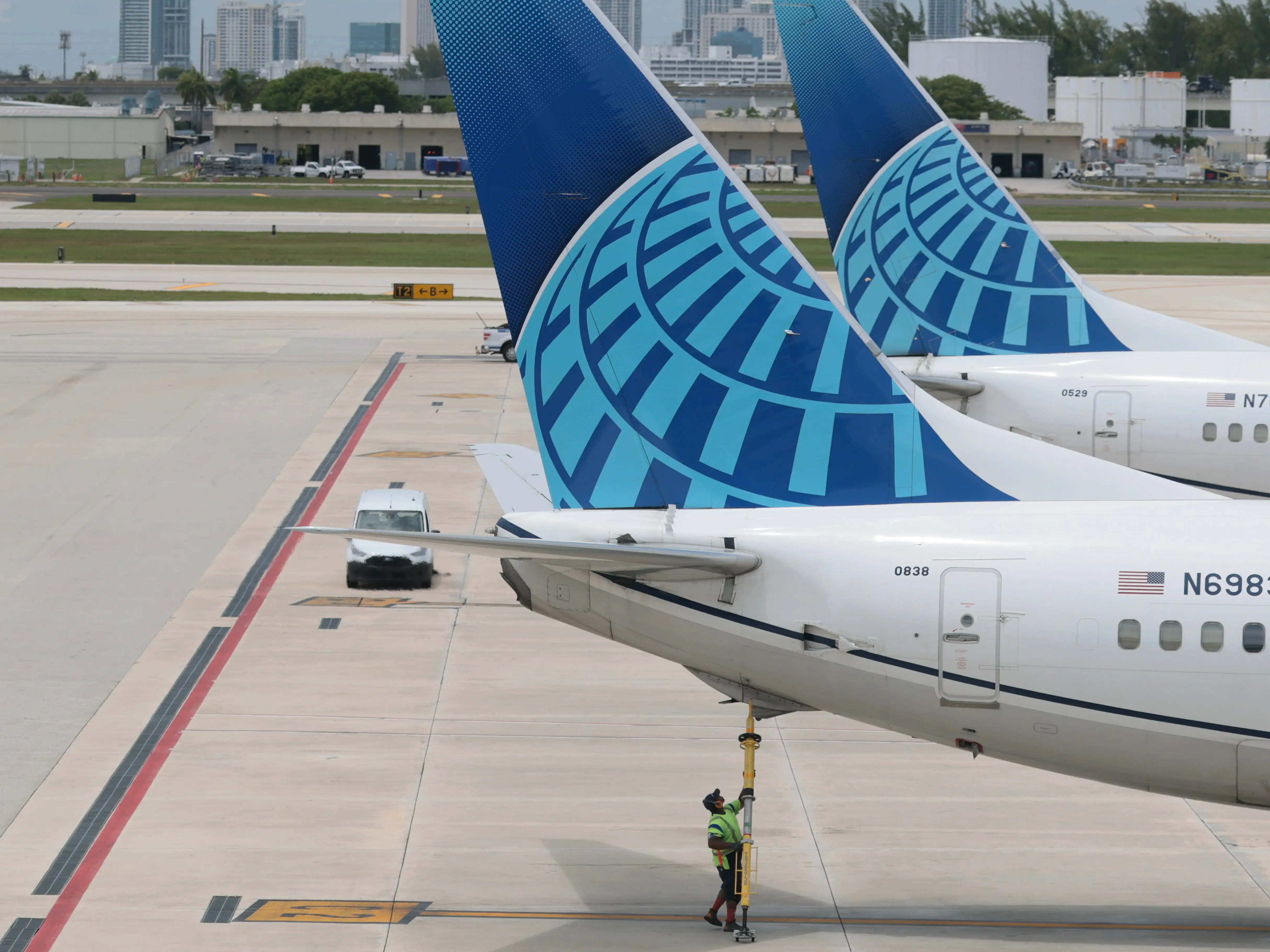 United airlines aircraft on a tarmac.