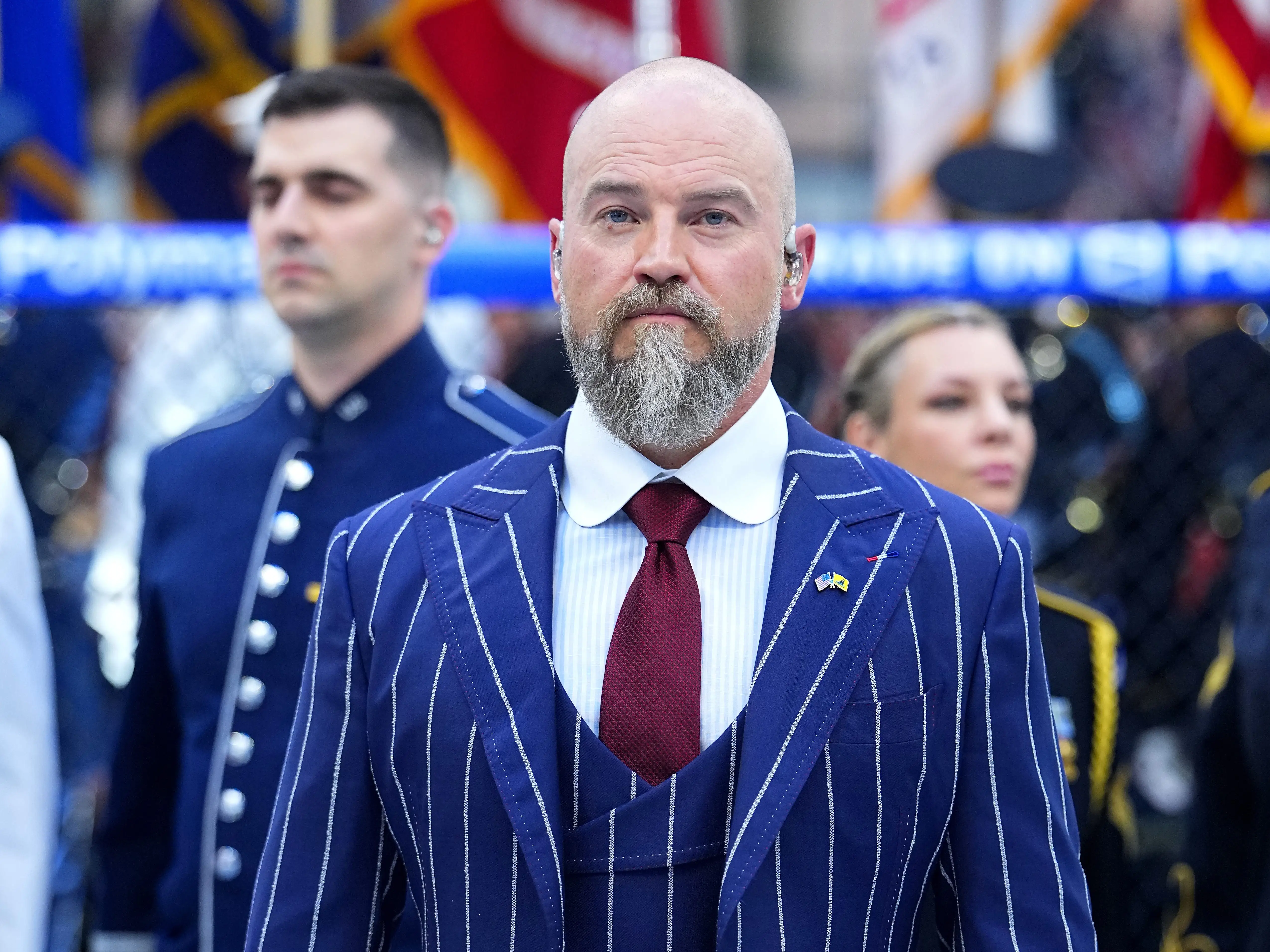 Zac Brown in a striped blue suit