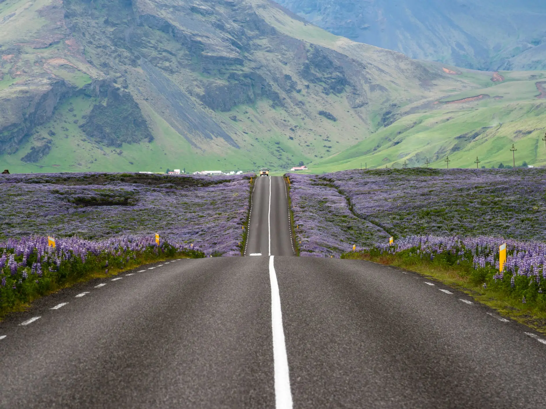 A road in Skógar, Southern Iceland.