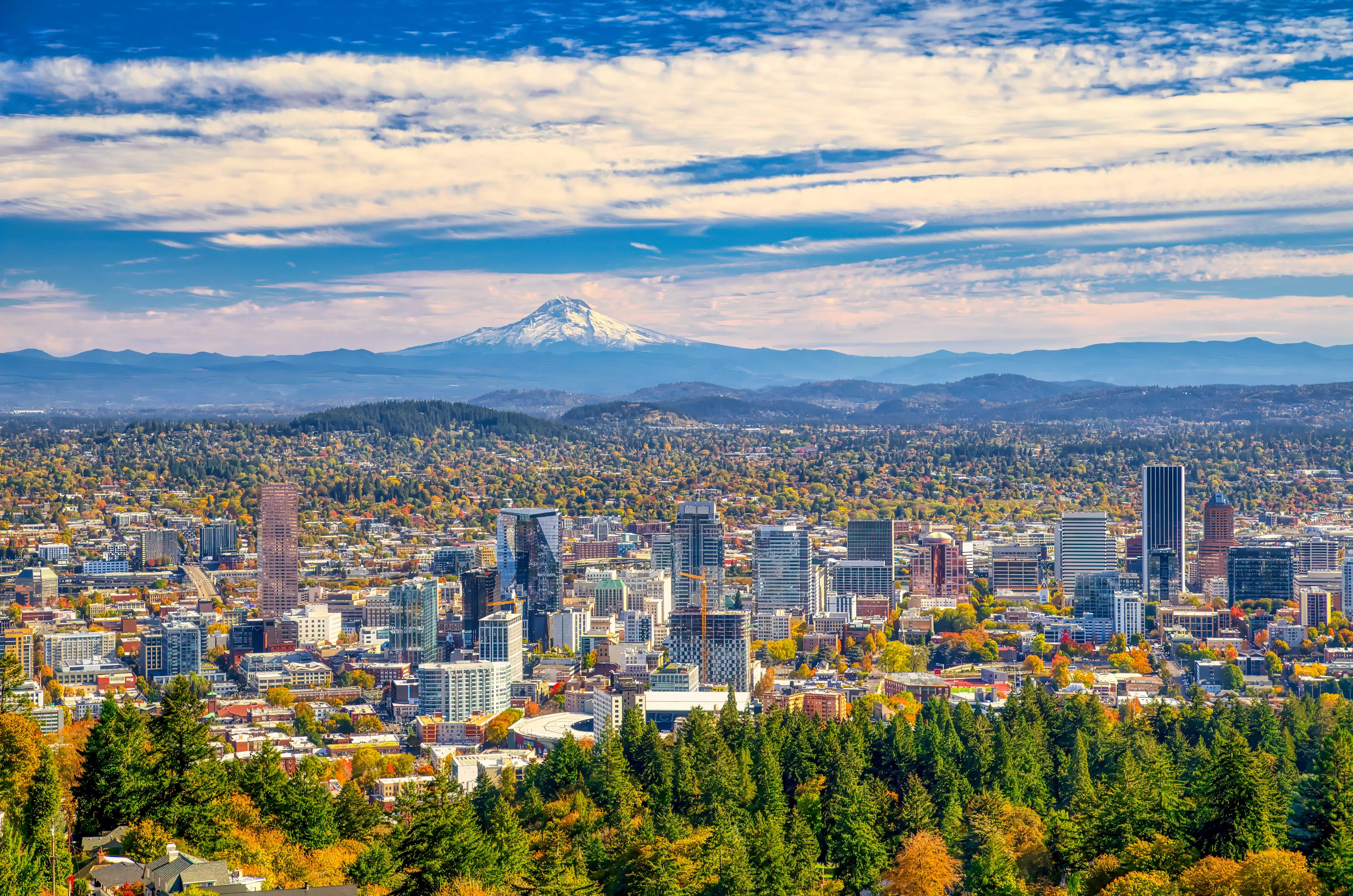 Aerial view of Portland, Oregon.