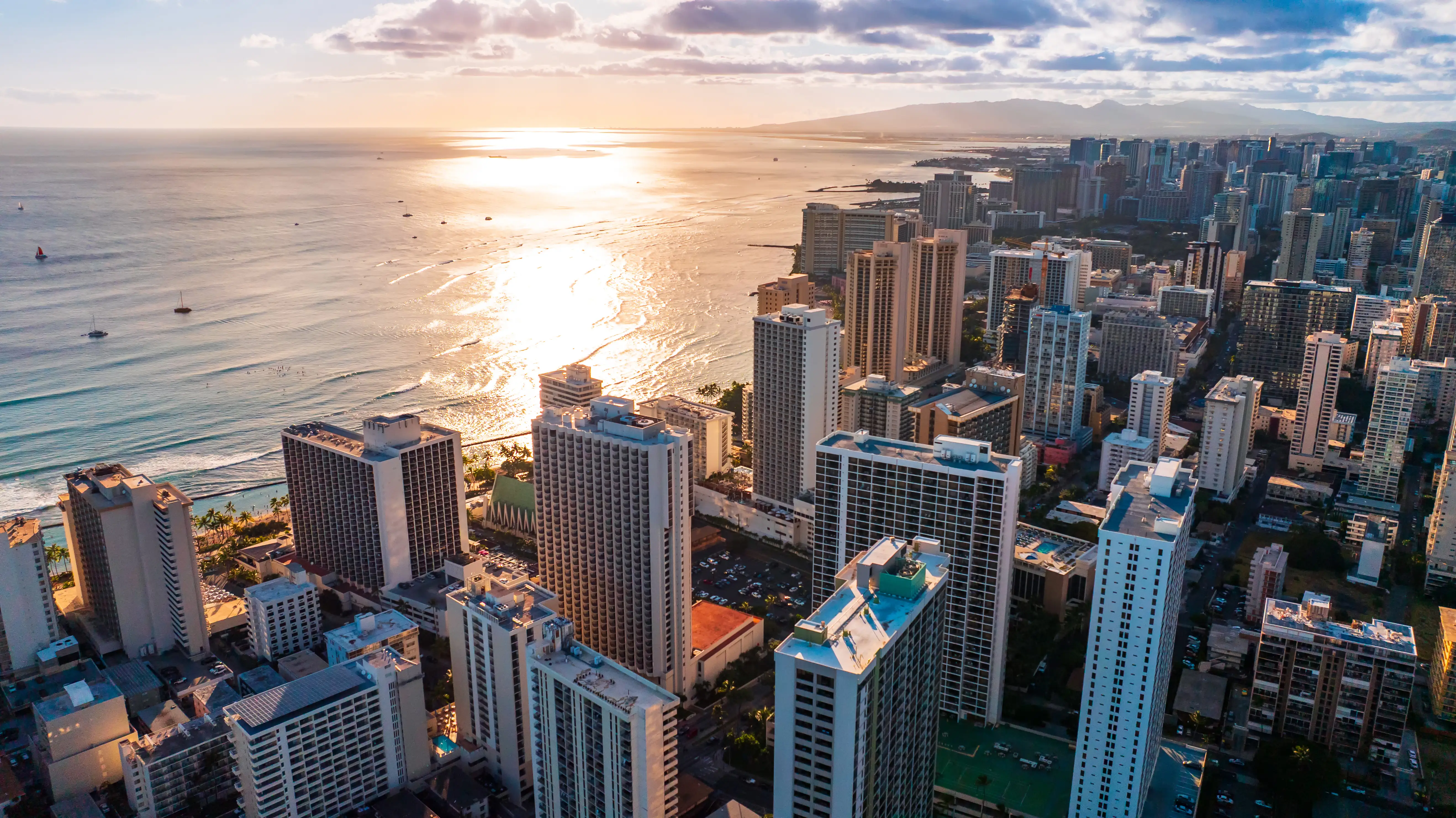 Cityscape of Waikiki, Hawaii.