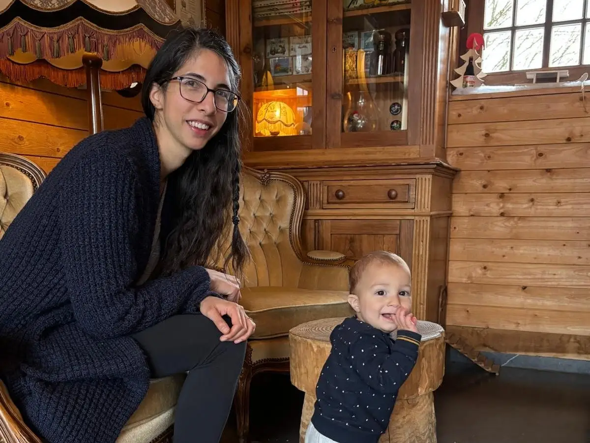 The author and her son while on a trip to Belgium.