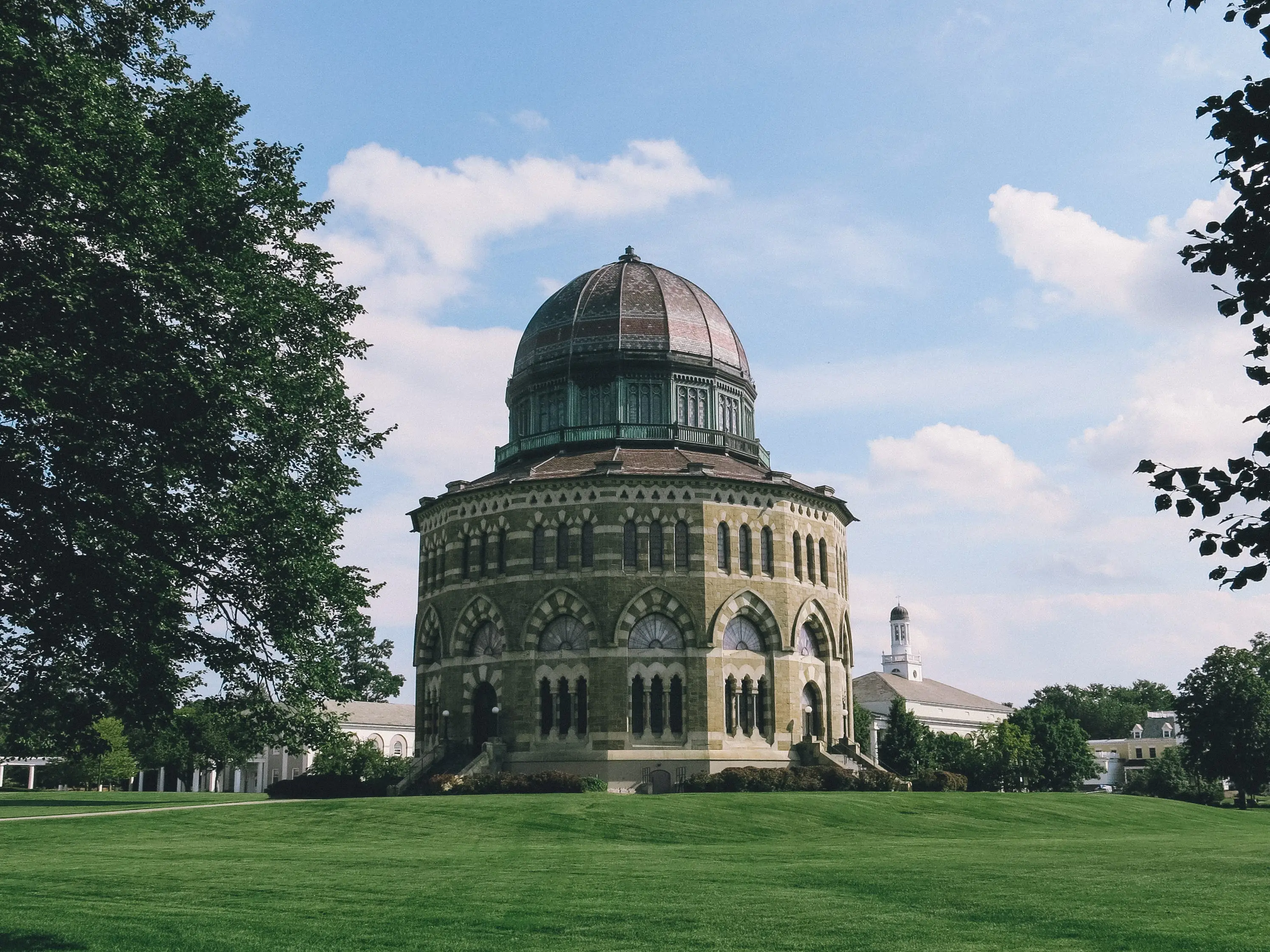 Nott Memorial Building, Union College, Schenectady, New York. 16 Sided building construction began in 1858, based on designs by Edward Tuckerman Potter.