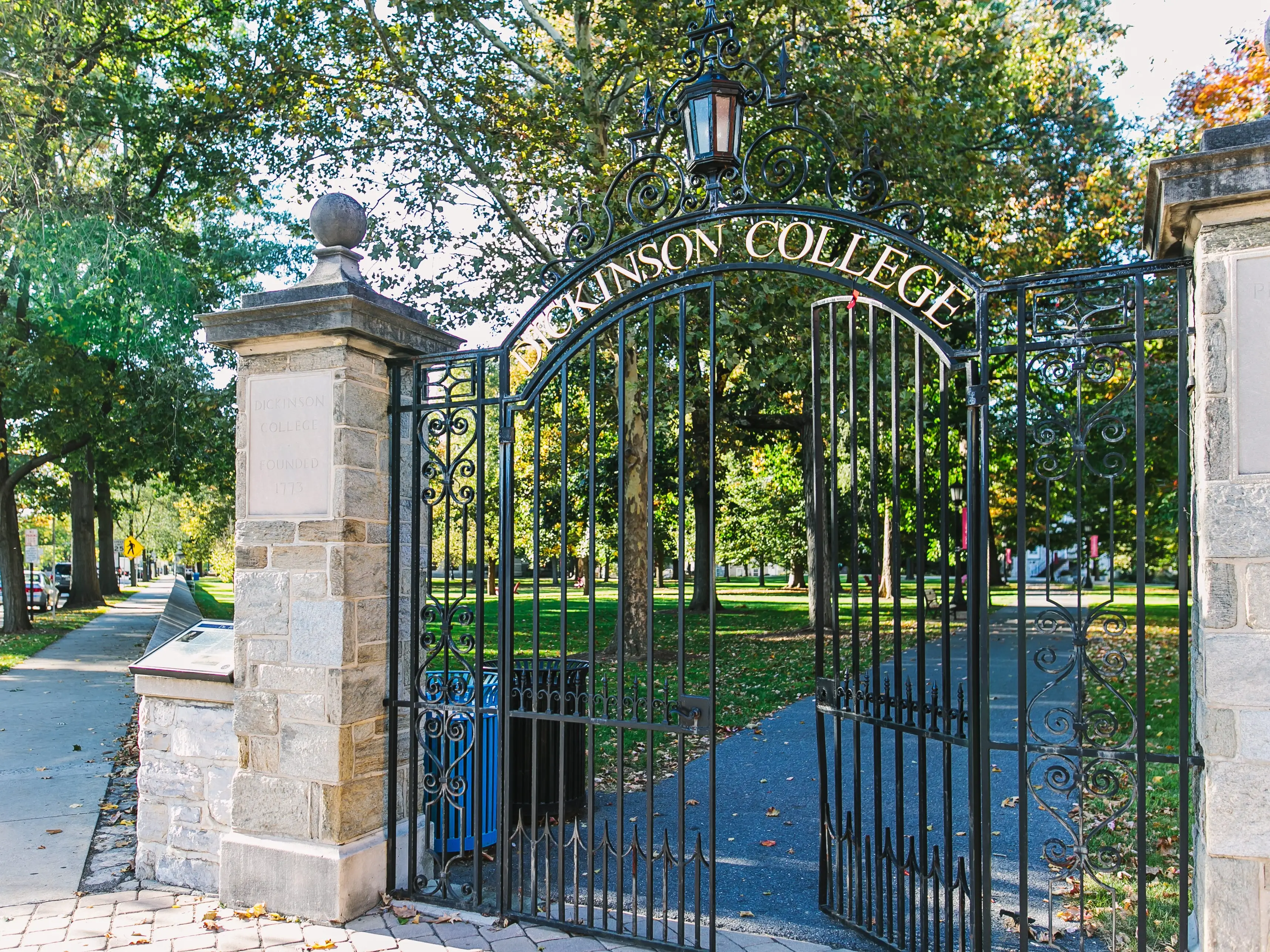 Carlisle, PA, USA - October 16, 2015: Dickinson College entrance in autumn.