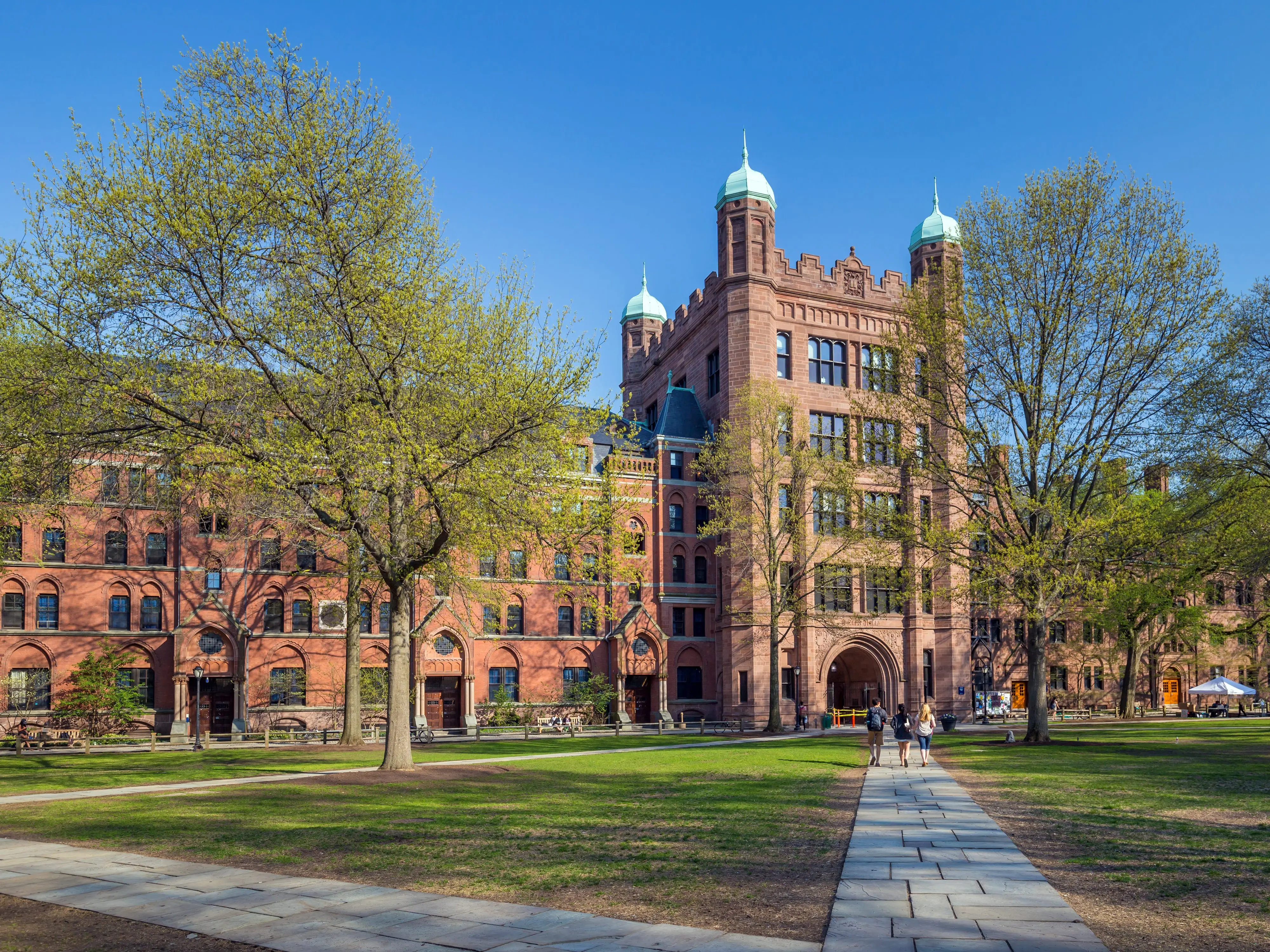 New Haven, USA - May 4, 2015: Yale University campus on April 4, 2015. It is a private Ivy League research university in New Haven, Connecticut. Founded in 1701