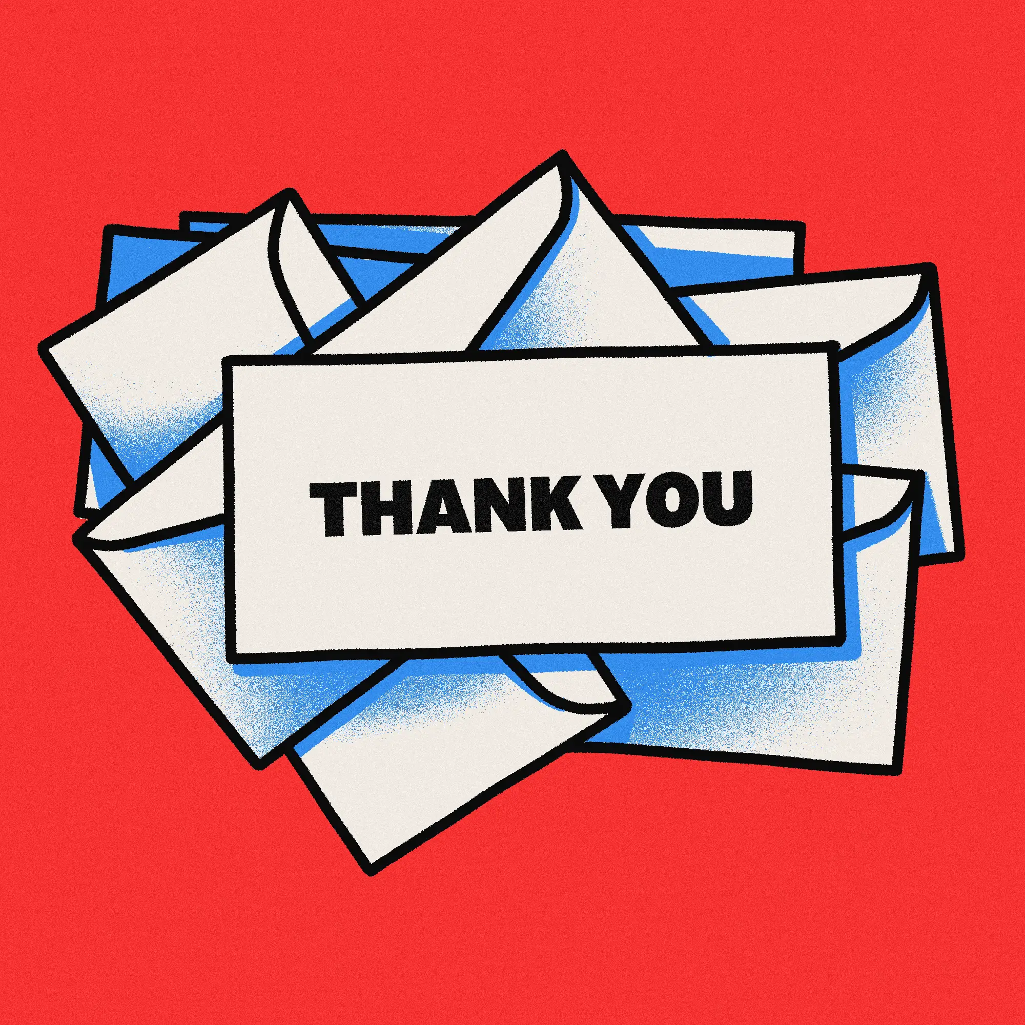A pile of 'Thank You' letters