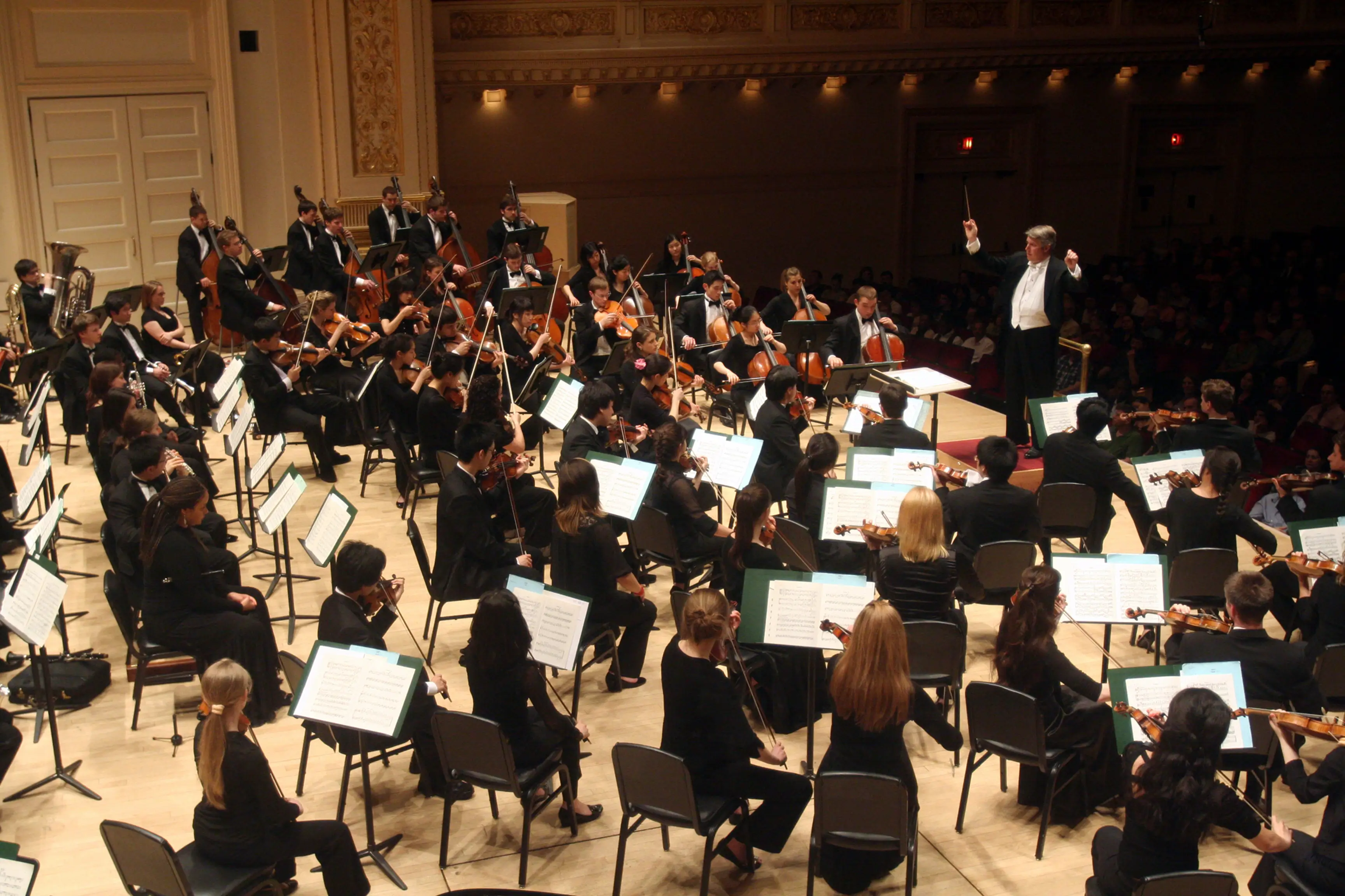 Michael Stern leading the Curtis Symphony Orchestra at Carnegie Hall on Tuesday night, April 28, 2009.This image;Michael Stern leading the Curtis Symphony Orchestra in Prokofiev's