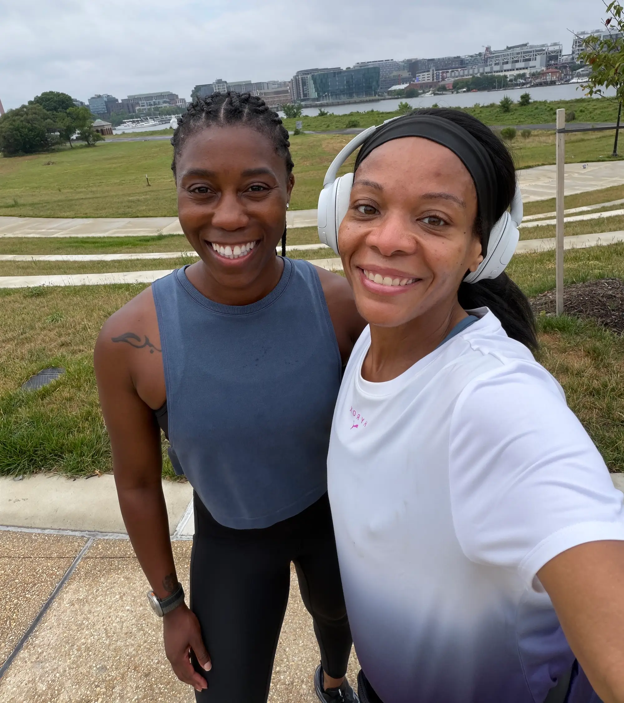 Two people smiling