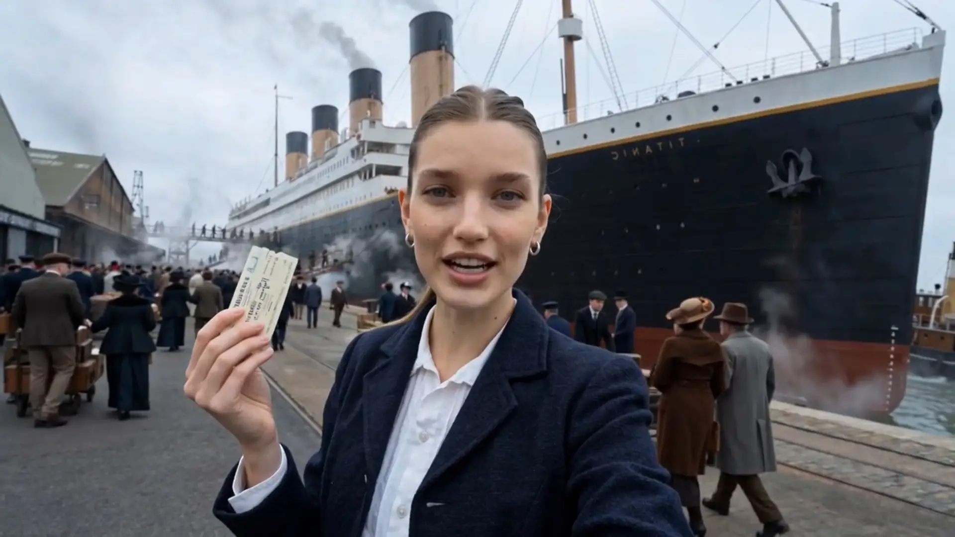 AI-generated Chloe character travels back in time to see the Titanic.