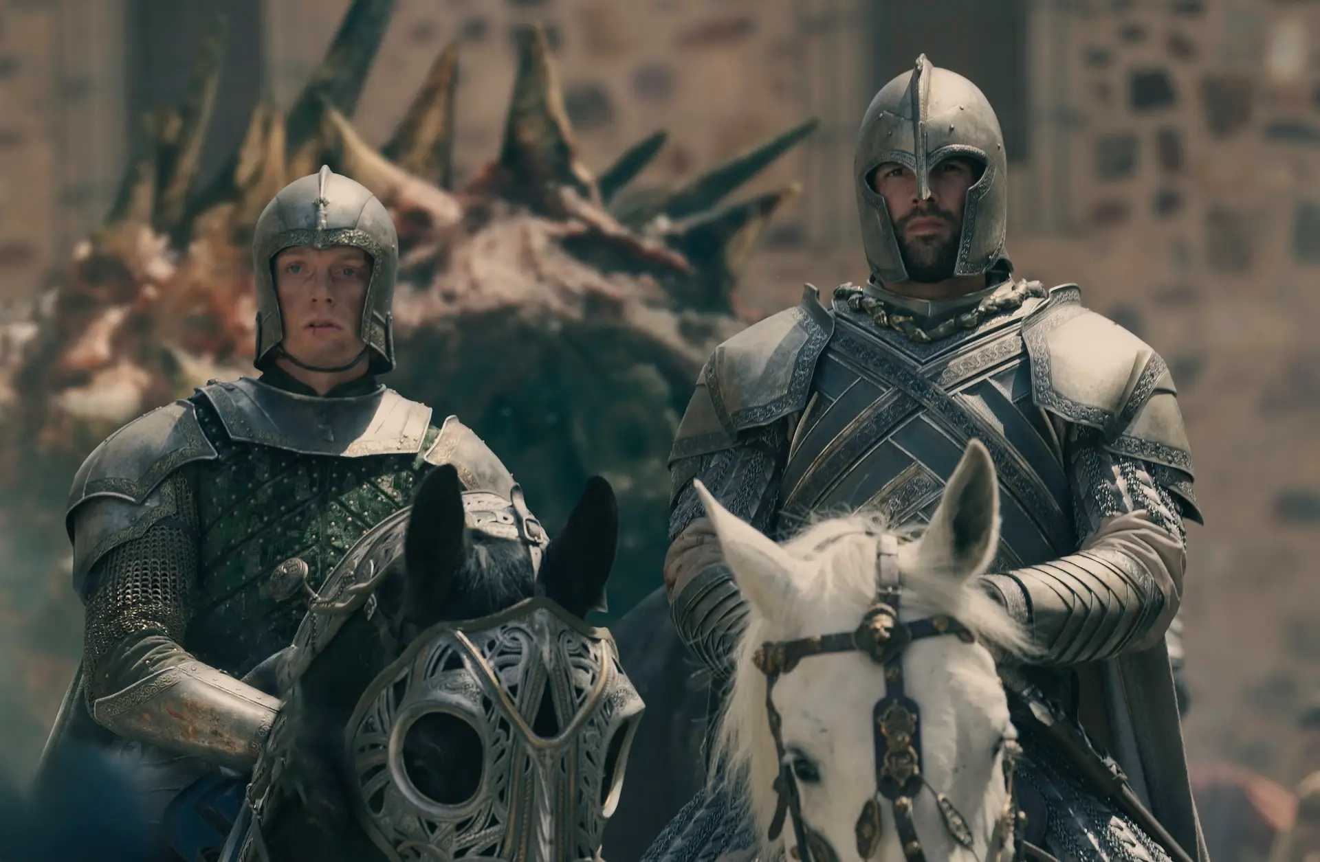 Freddie Fox and Fabien Frankel as Ser Gwayne Hightower and Ser Criston Cole in 