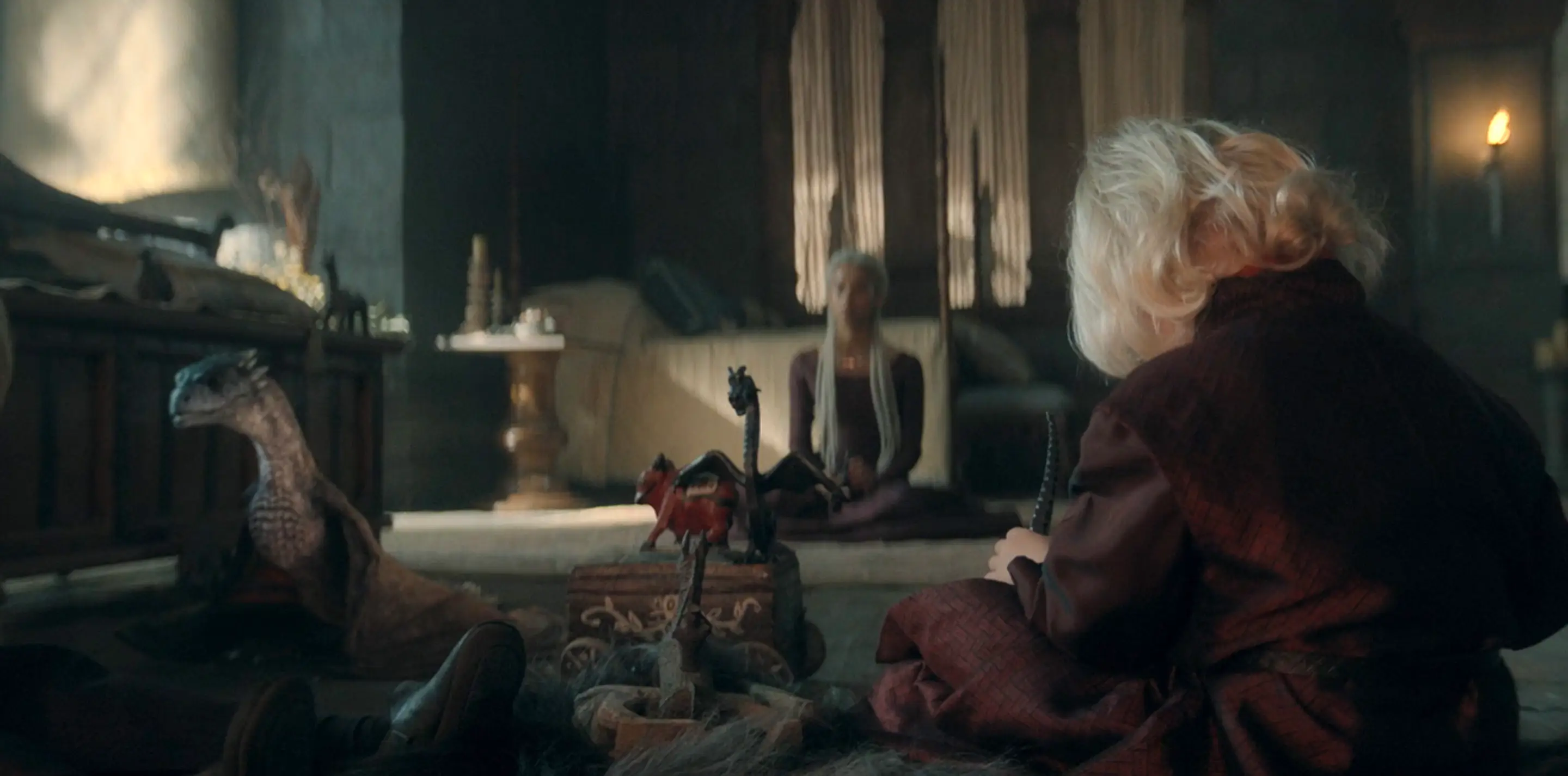 Aegon the Younger is bonded to a baby dragon named Stormcloud.