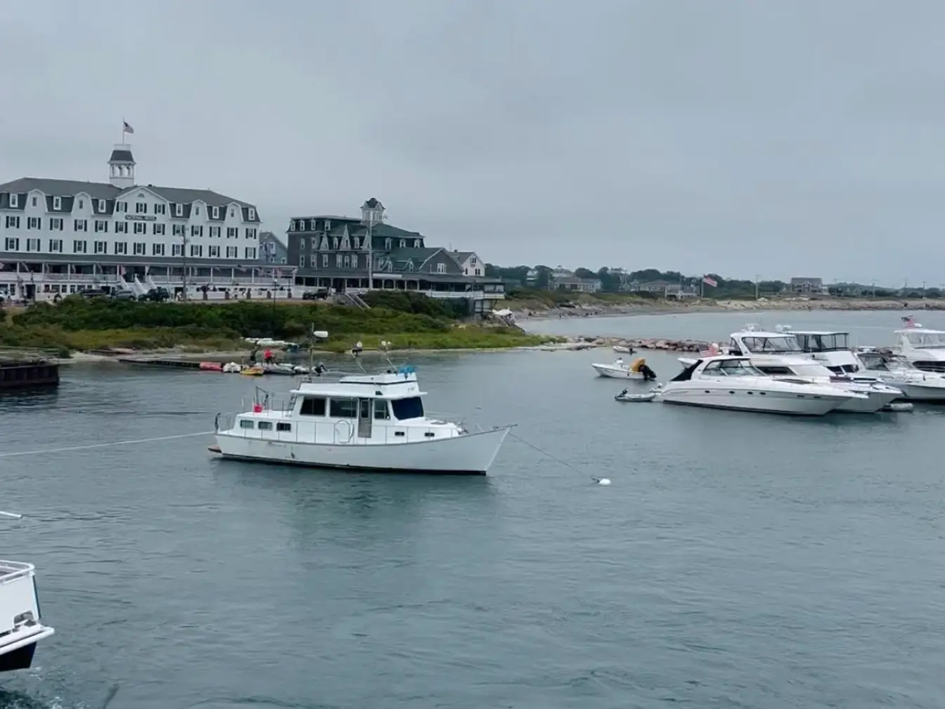 Boats arriving at the Block Island dock.