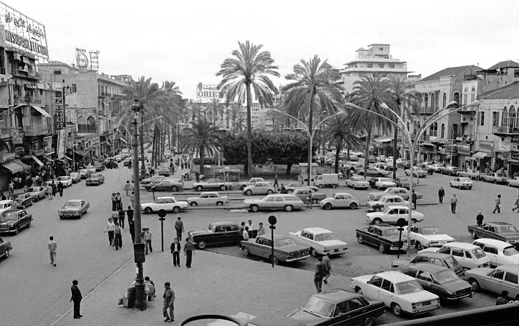 Picture taken in Beirut in the early 70s shows the heart of downtown Beirut, with the landmark Rivoli movie theatre in the background, before the break out of the 1975-90 civil war. The area is undergoing reconstruction since the early 90s.