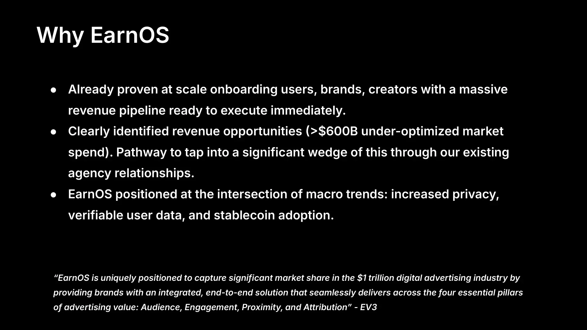 EarnOS pitch deck