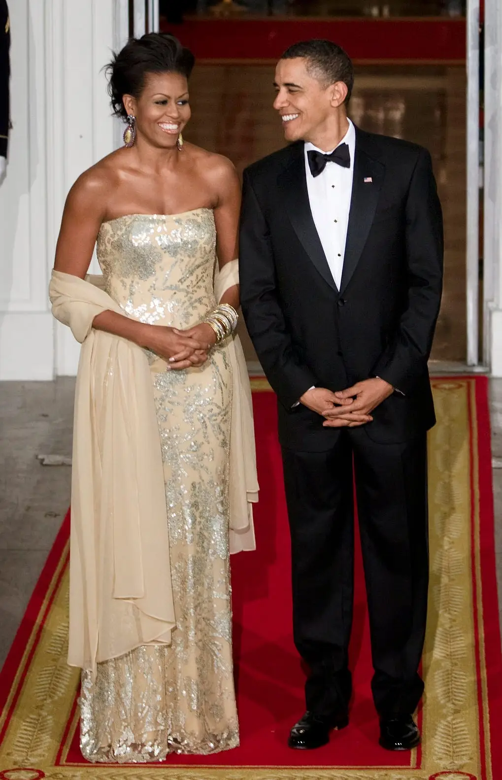 Michelle and Barack Obama at the White House for a state dinner in November 2009.