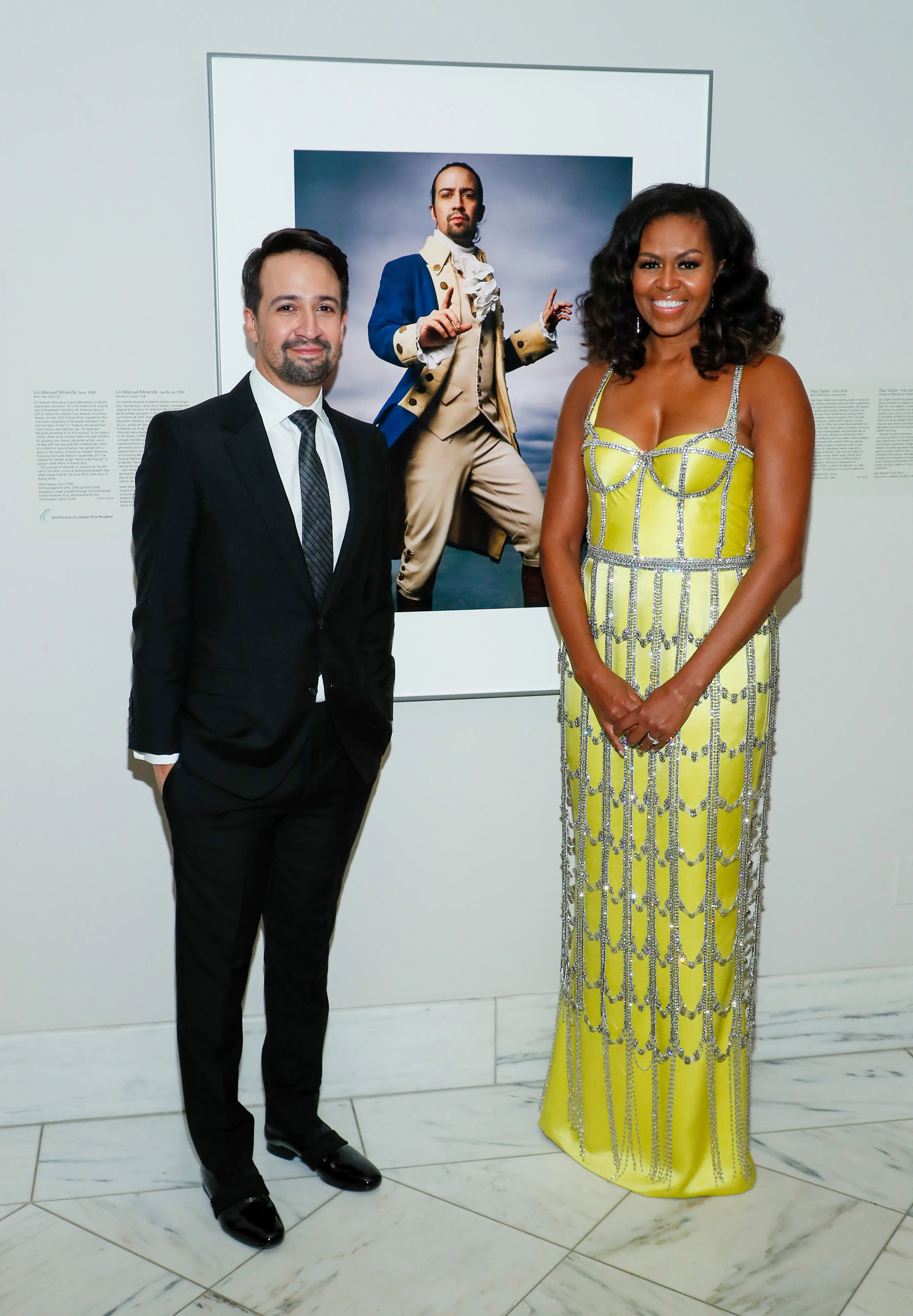 Lin-Manuel Miranda and Michelle Obama attend the American Portrait Gala in November 2019.