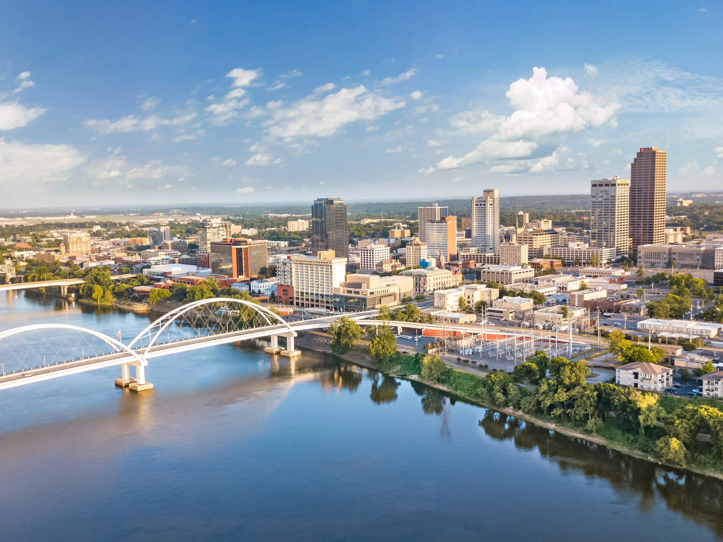 Aerial shot of downtown Little Rock, Arkansas.