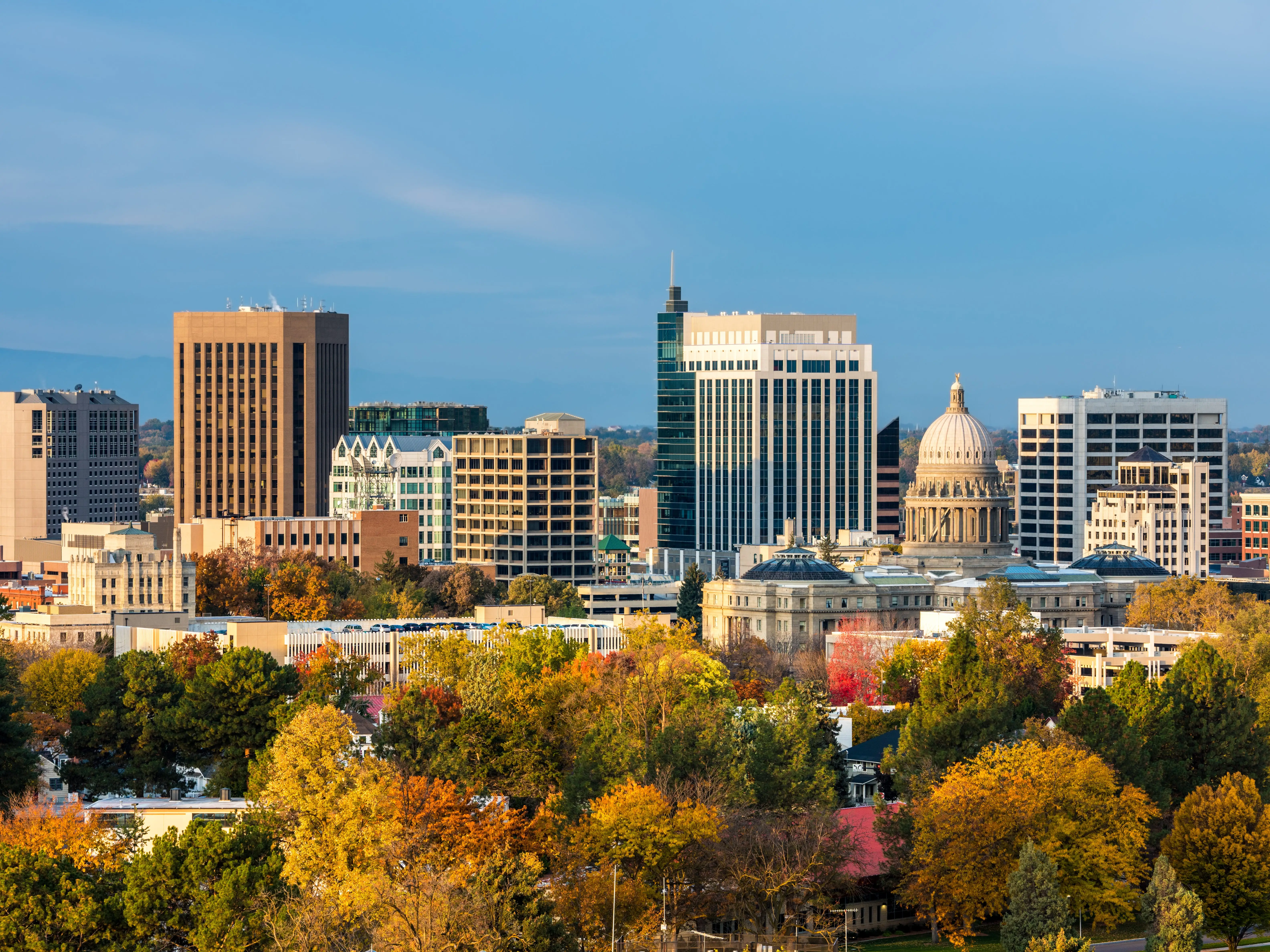 City of trees Boise Idaho with fall colors