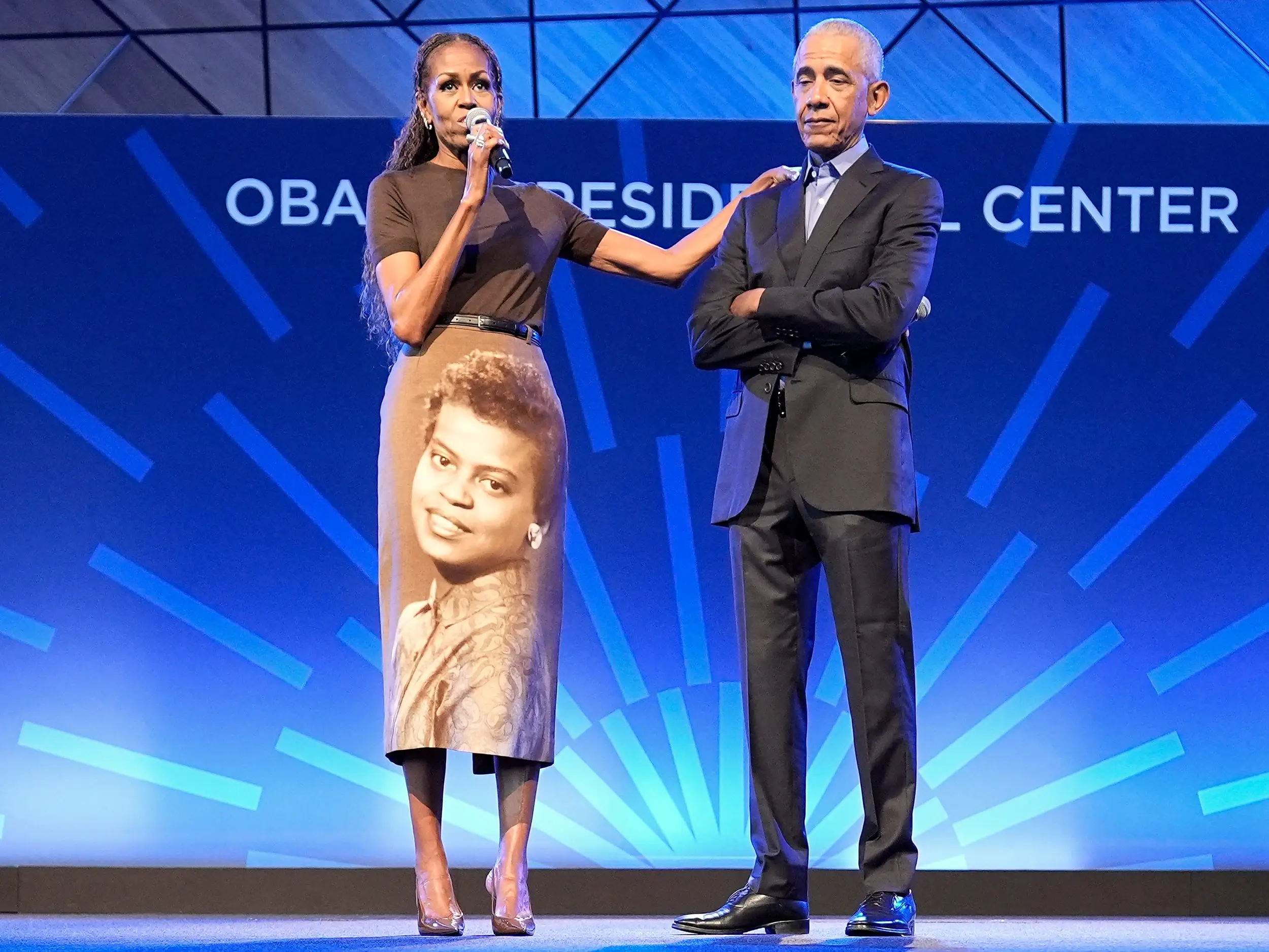 Barack Obama and Michelle Obama at an event at the Obama Presidential Center in Chicago in June 2026.