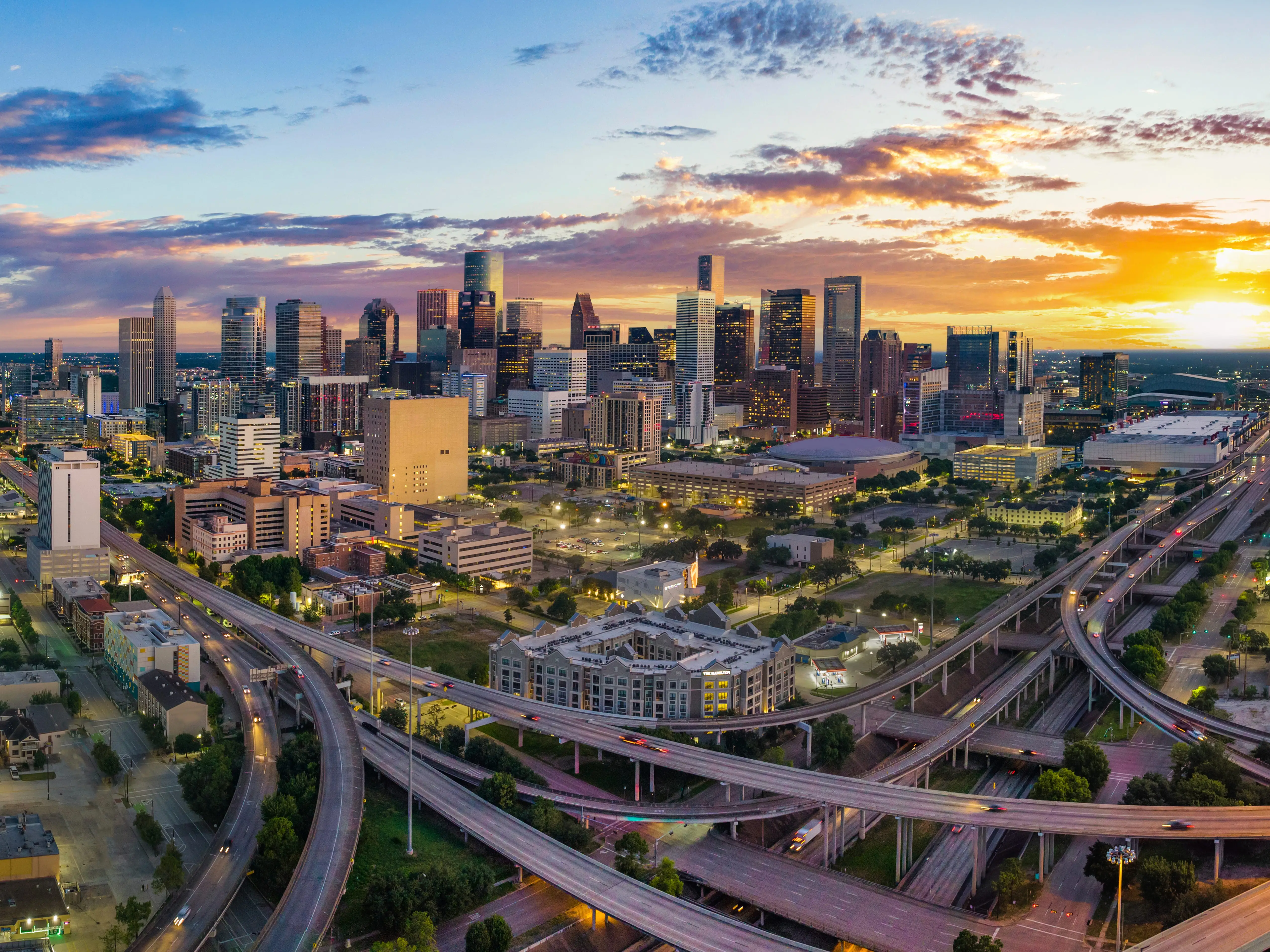 Houston Texas Drone Skyline Aerial stock photo